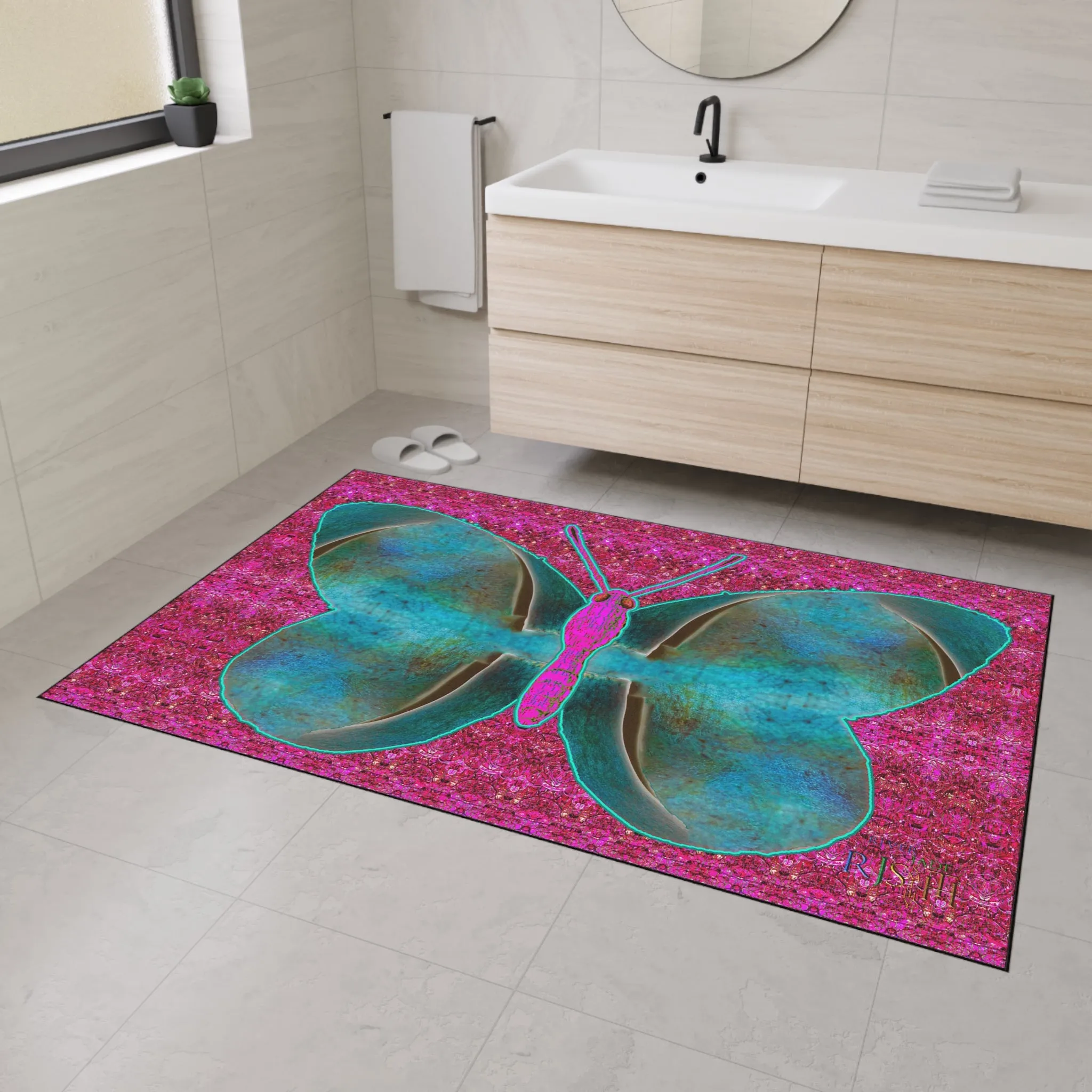 Heavy Duty Floor Mat (Butterfly Glade Denizen & Samhain Dream Thaw 13 & Pink Logo@Alchemic) RJSTH@Fabric#8_12 of 16 RJSTHw2025 RJS