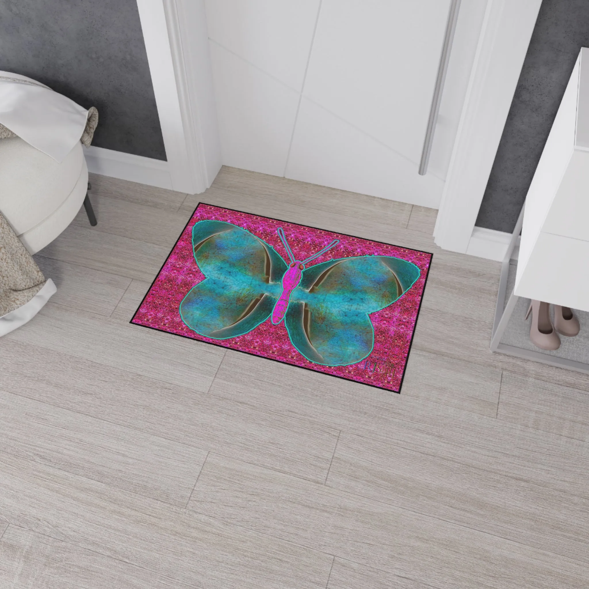Heavy Duty Floor Mat (Butterfly Glade Denizen & Samhain Dream Thaw 13 & Pink Logo@Alchemic) RJSTH@Fabric#8_12 of 16 RJSTHw2025 RJS