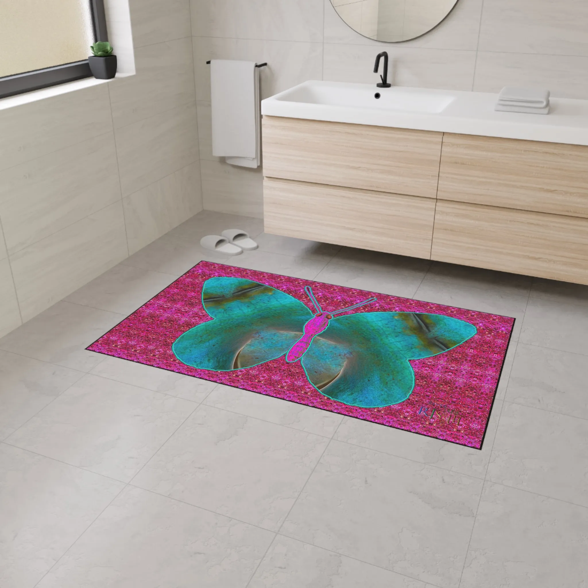 Heavy Duty Floor Mat (Butterfly Glade Denizen & Samhain Dream Thaw 13 & Pink Logo@Alchemic) RJSTH@Fabric#8_15 of 16 RJSTHw2025 RJS