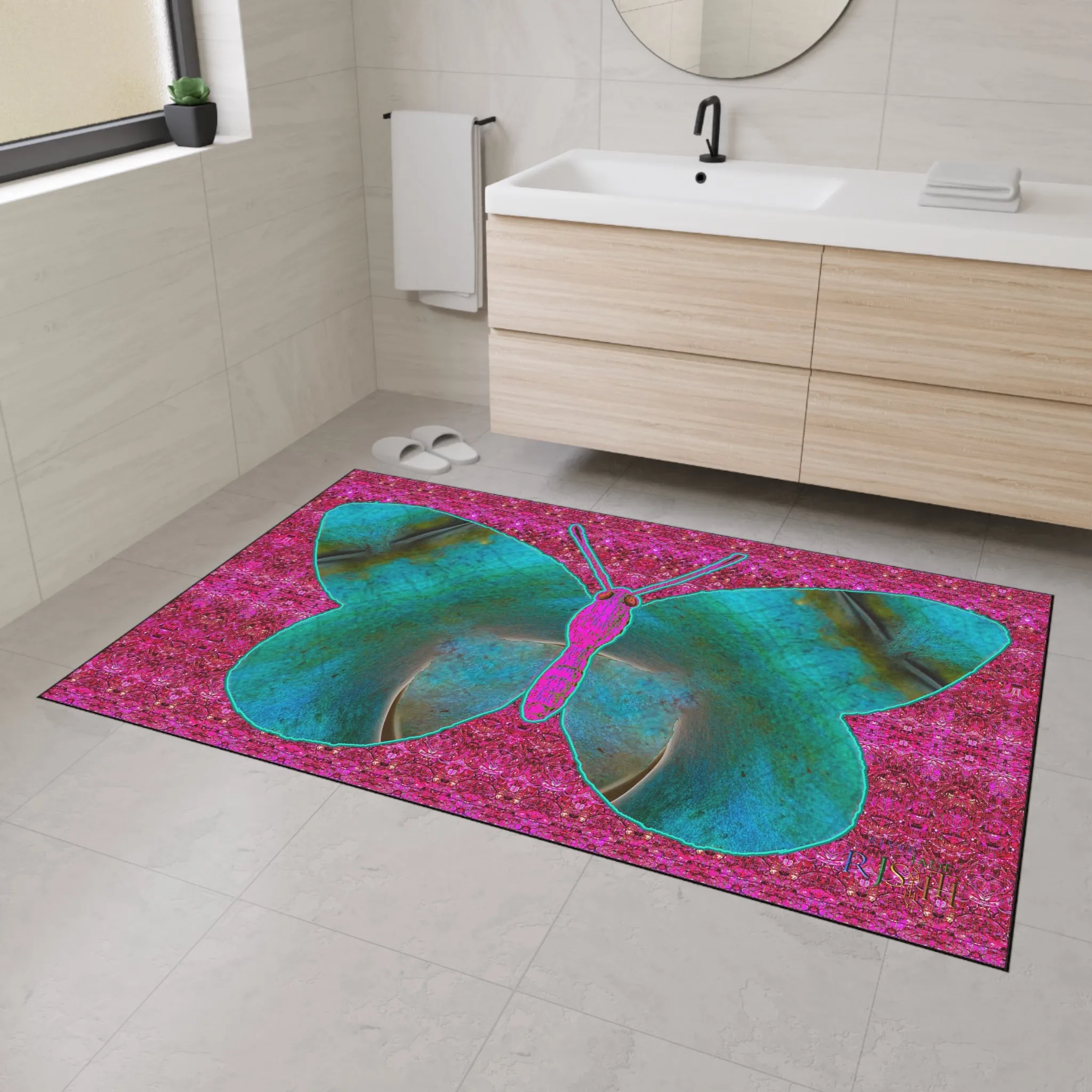Heavy Duty Floor Mat (Butterfly Glade Denizen & Samhain Dream Thaw 13 & Pink Logo@Alchemic) RJSTH@Fabric#8_15 of 16 RJSTHw2025 RJS