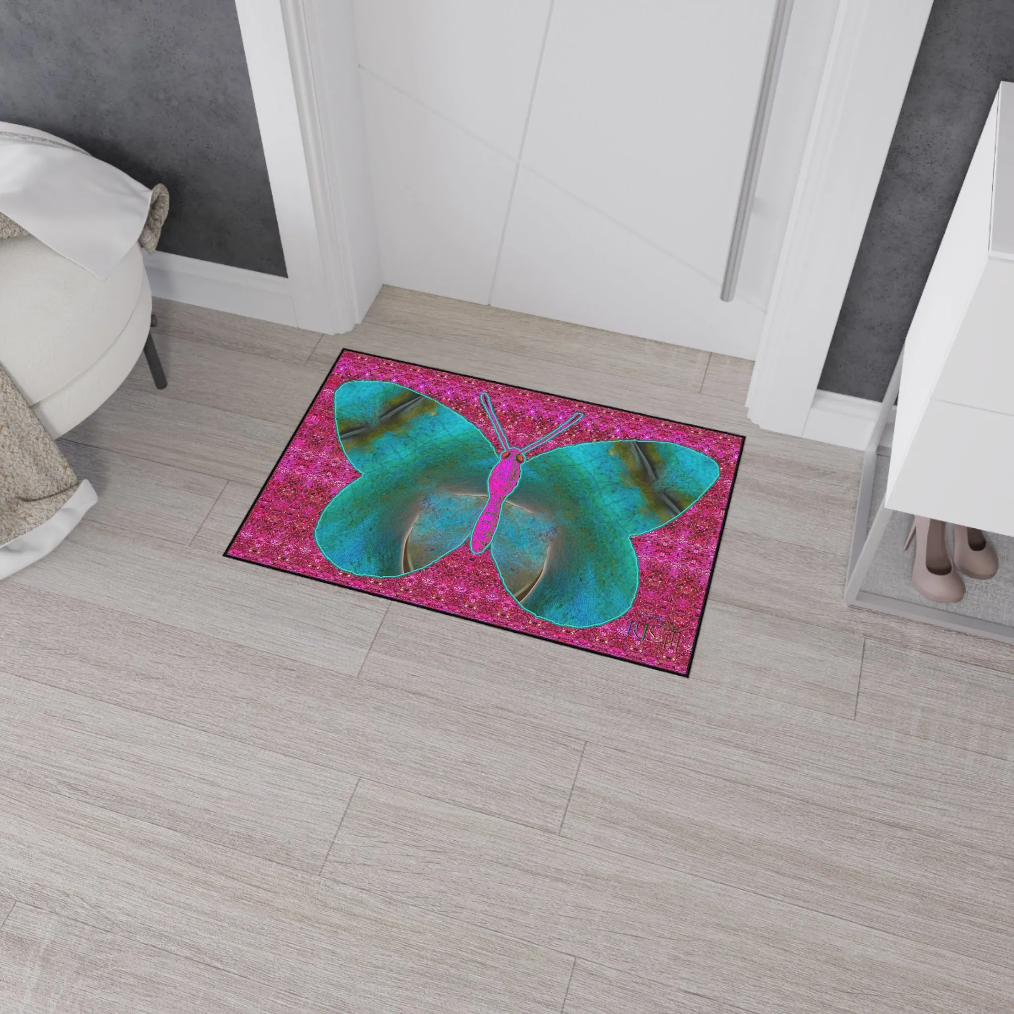 Heavy Duty Floor Mat (Butterfly Glade Denizen & Samhain Dream Thaw 13 & Pink Logo@Alchemic) RJSTH@Fabric#8_15 of 16 RJSTHw2025 RJS