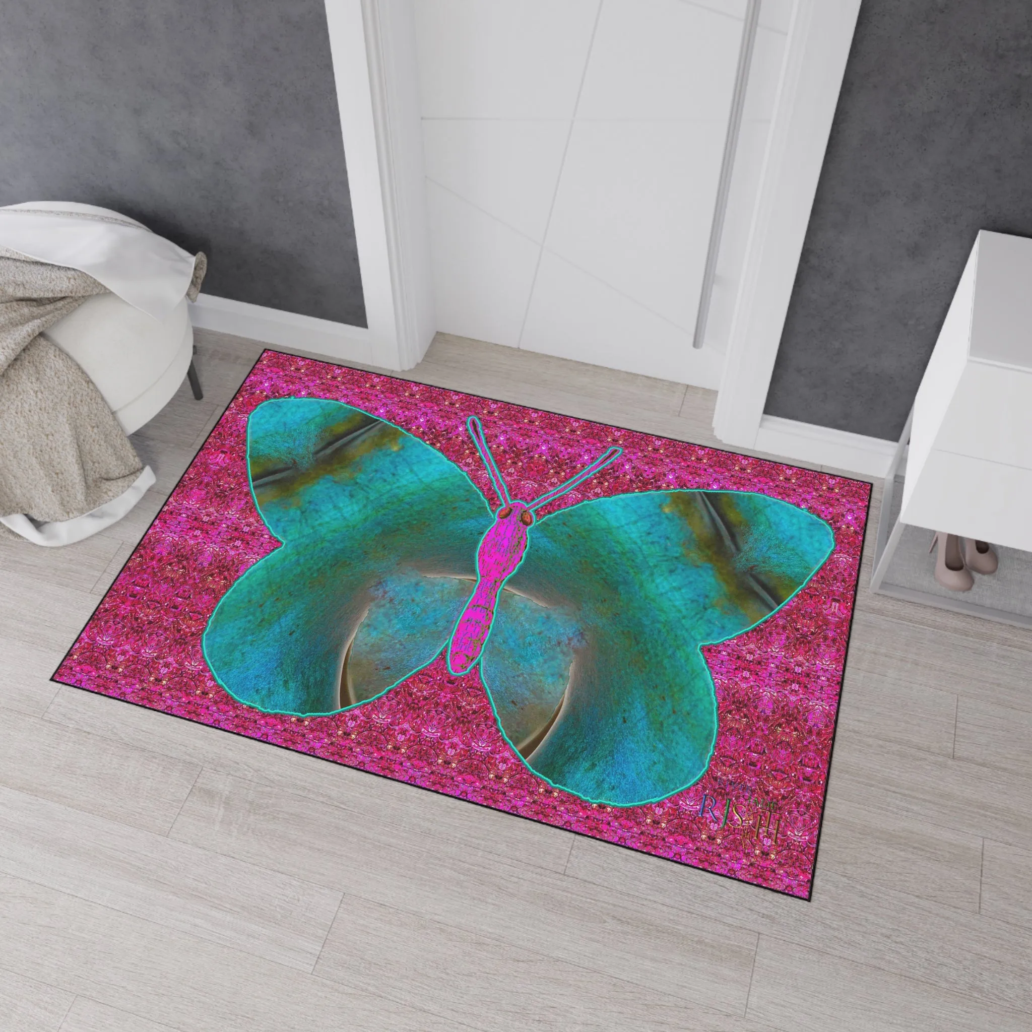 Heavy Duty Floor Mat (Butterfly Glade Denizen & Samhain Dream Thaw 13 & Pink Logo@Alchemic) RJSTH@Fabric#8_15 of 16 RJSTHw2025 RJS