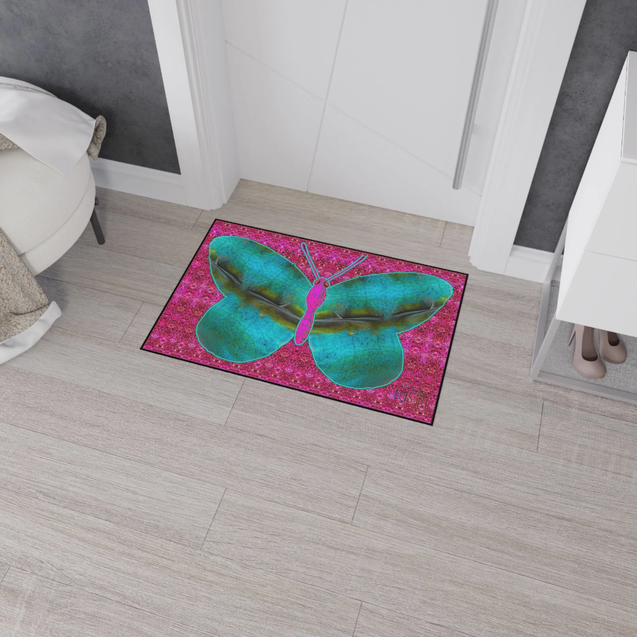 Heavy Duty Floor Mat (Butterfly Glade Denizen & Samhain Dream Thaw 13 & Pink Logo@Alchemic) RJSTH@Fabric#8_16 of 16 RJSTHw2025 RJS
