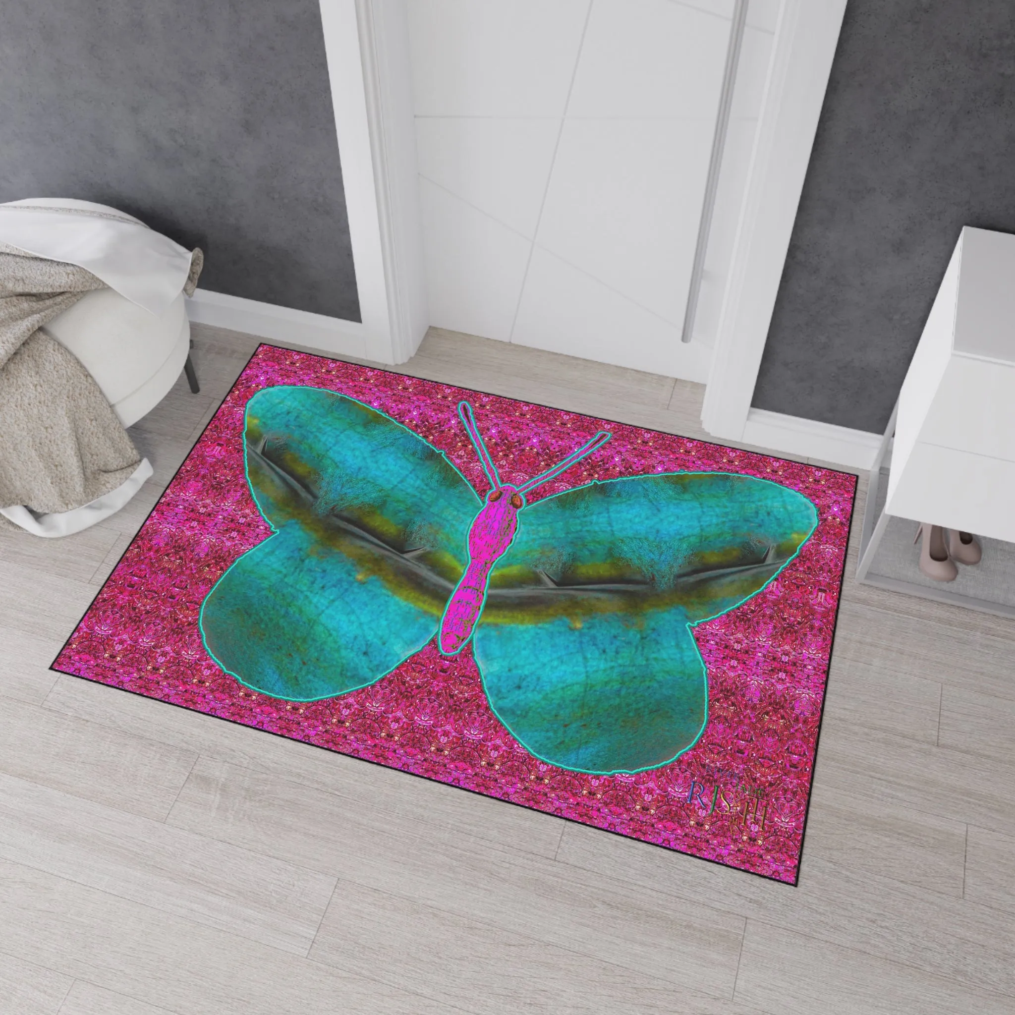 Heavy Duty Floor Mat (Butterfly Glade Denizen & Samhain Dream Thaw 13 & Pink Logo@Alchemic) RJSTH@Fabric#8_16 of 16 RJSTHw2025 RJS
