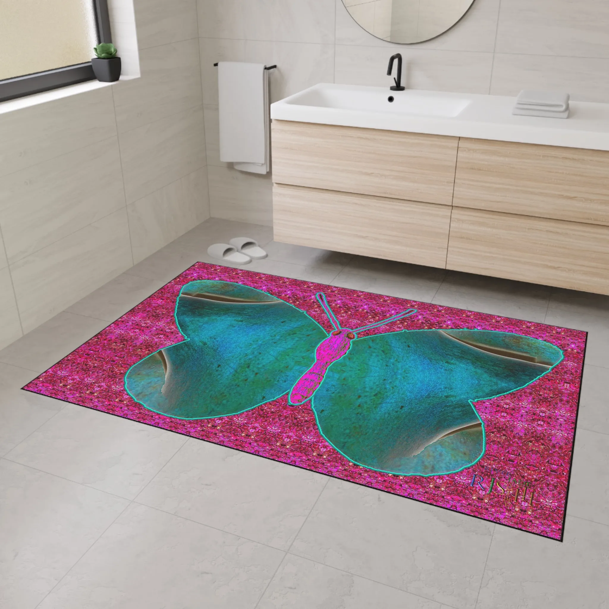 Heavy Duty Floor Mat (Butterfly Glade Denizen & Samhain Dream Thaw 13 & Pink Logo@Alchemic) RJSTH@Fabric#8_2 of 16 RJSTHw2025 RJS