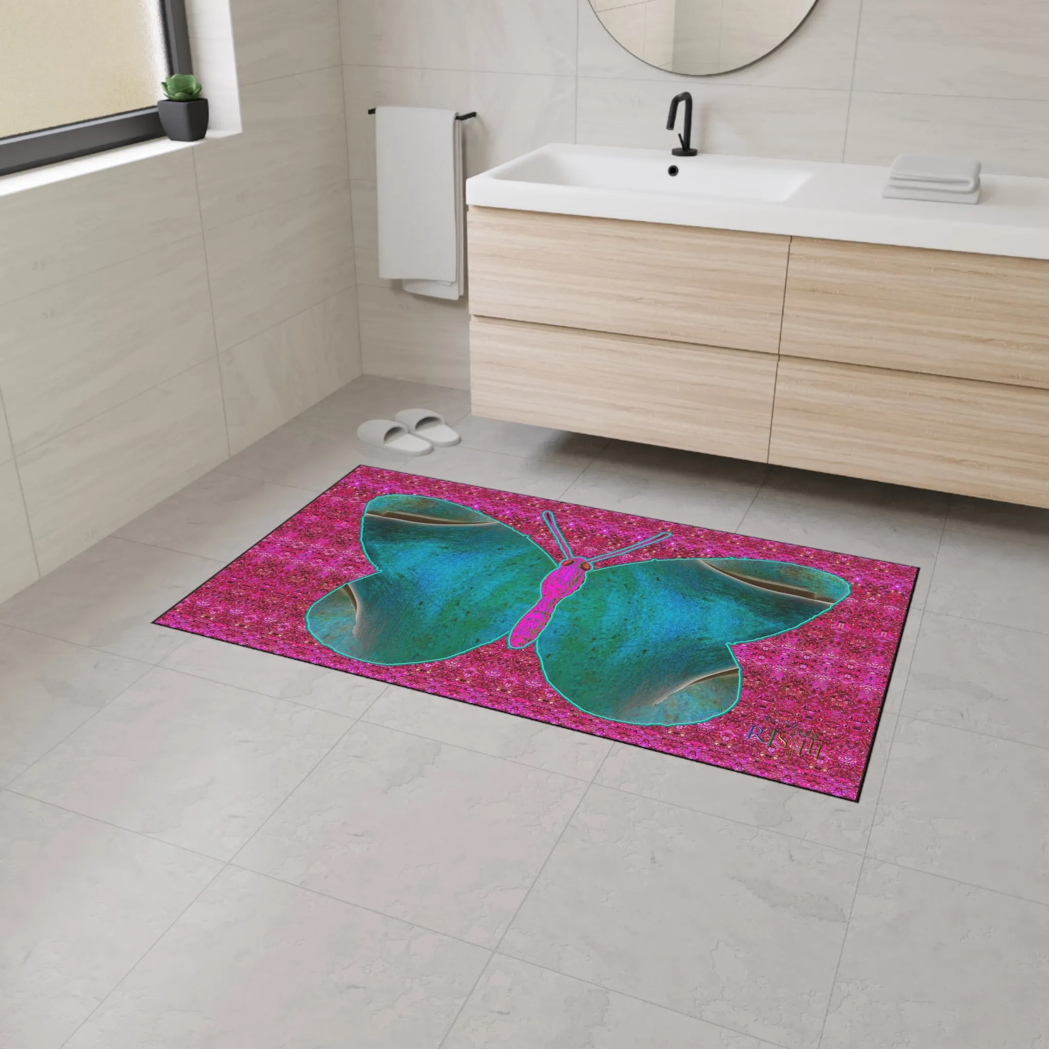 Heavy Duty Floor Mat (Butterfly Glade Denizen & Samhain Dream Thaw 13 & Pink Logo@Alchemic) RJSTH@Fabric#8_2 of 16 RJSTHw2025 RJS