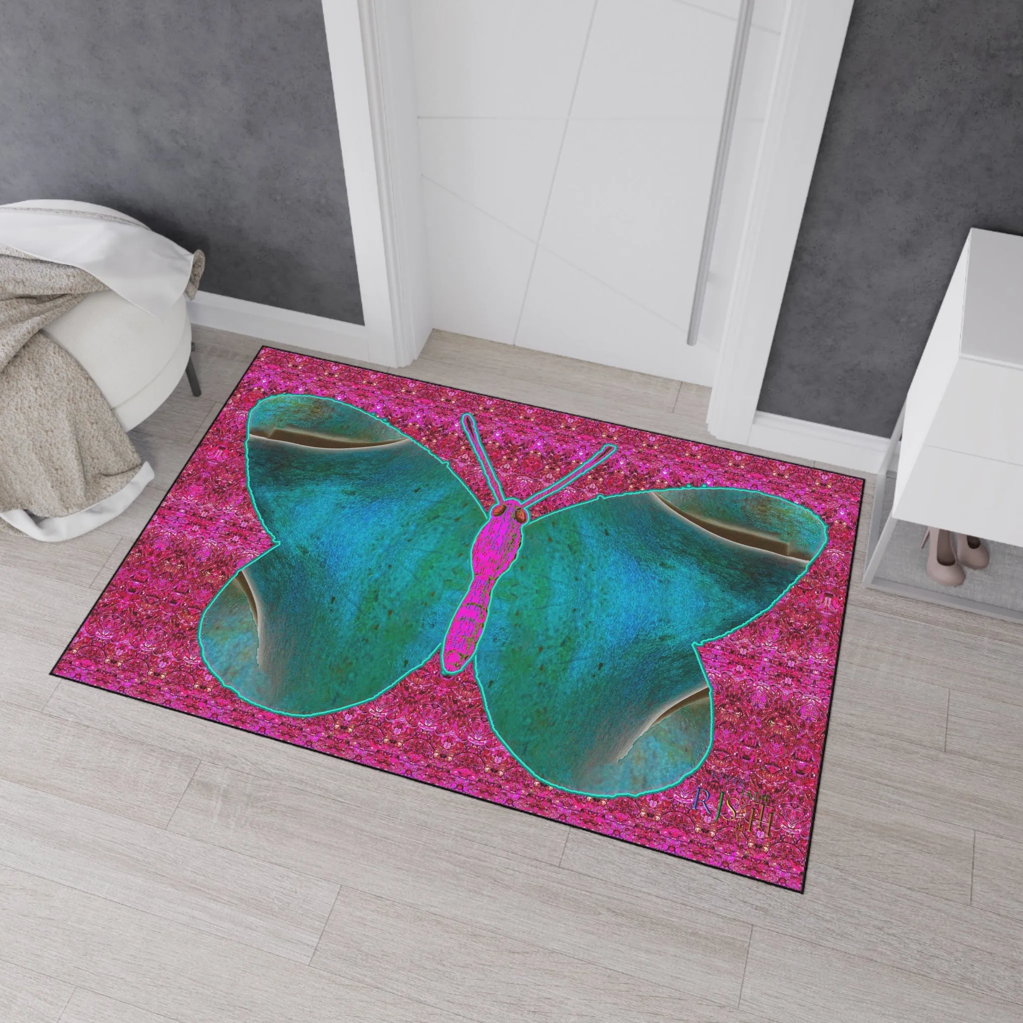 Heavy Duty Floor Mat (Butterfly Glade Denizen & Samhain Dream Thaw 13 & Pink Logo@Alchemic) RJSTH@Fabric#8_2 of 16 RJSTHw2025 RJS