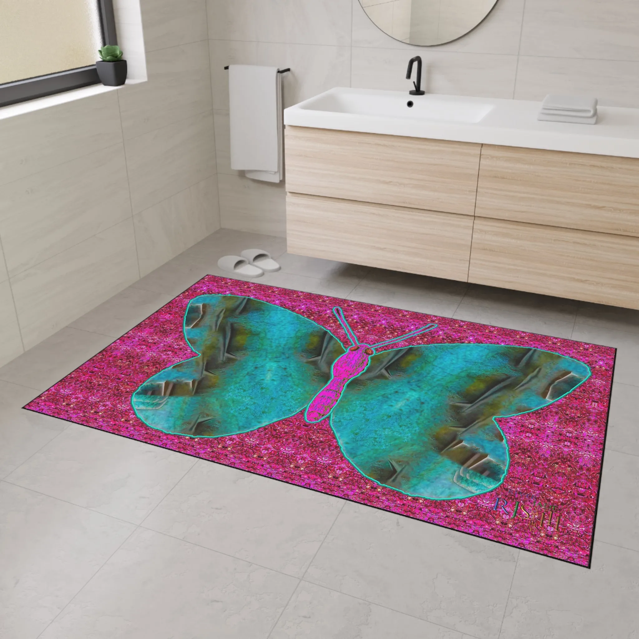 Heavy Duty Floor Mat (Butterfly Glade Denizen & Samhain Dream Thaw 13 & Pink Logo@Alchemic) RJSTH@Fabric#8_7 of 16 RJSTHw2025 RJS