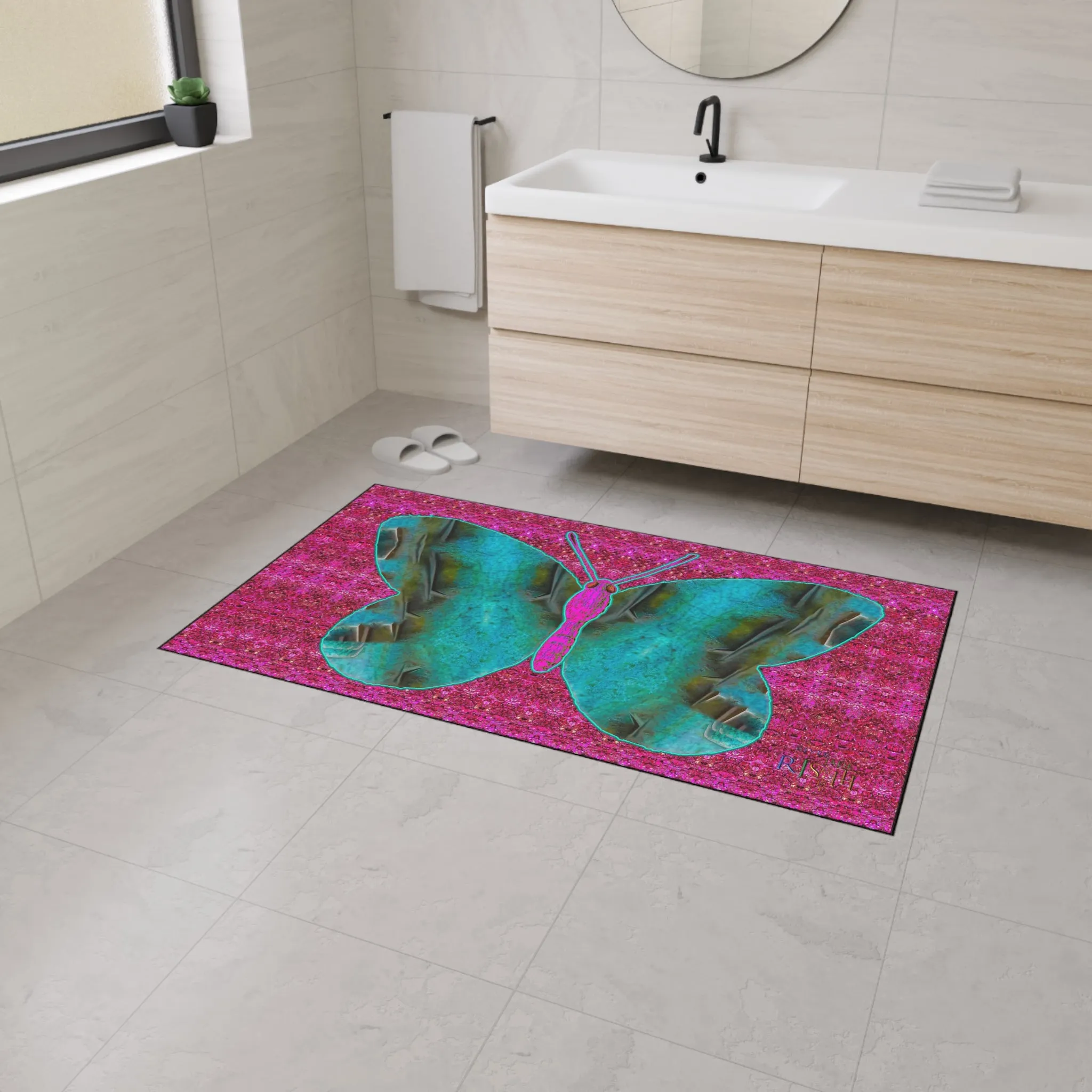 Heavy Duty Floor Mat (Butterfly Glade Denizen & Samhain Dream Thaw 13 & Pink Logo@Alchemic) RJSTH@Fabric#8_7 of 16 RJSTHw2025 RJS