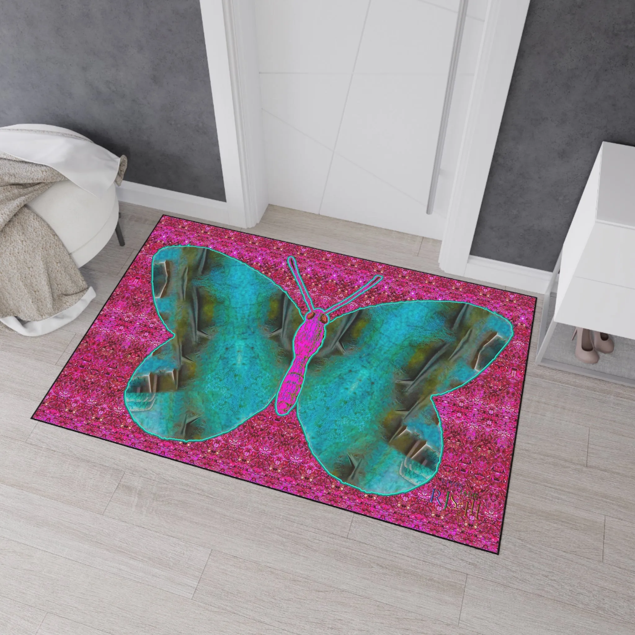 Heavy Duty Floor Mat (Butterfly Glade Denizen & Samhain Dream Thaw 13 & Pink Logo@Alchemic) RJSTH@Fabric#8_7 of 16 RJSTHw2025 RJS