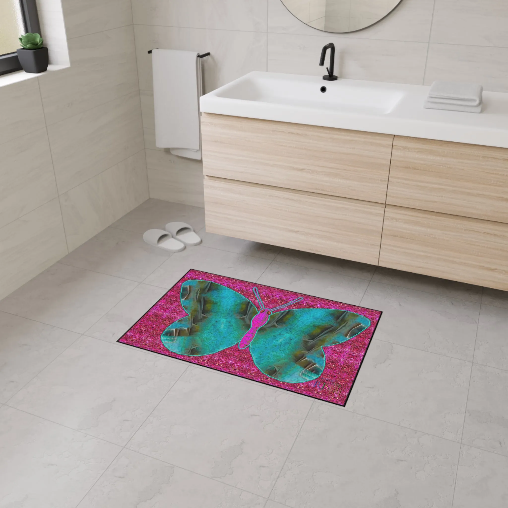 Heavy Duty Floor Mat (Butterfly Glade Denizen & Samhain Dream Thaw 13 & Pink Logo@Alchemic) RJSTH@Fabric#8_7 of 16 RJSTHw2025 RJS