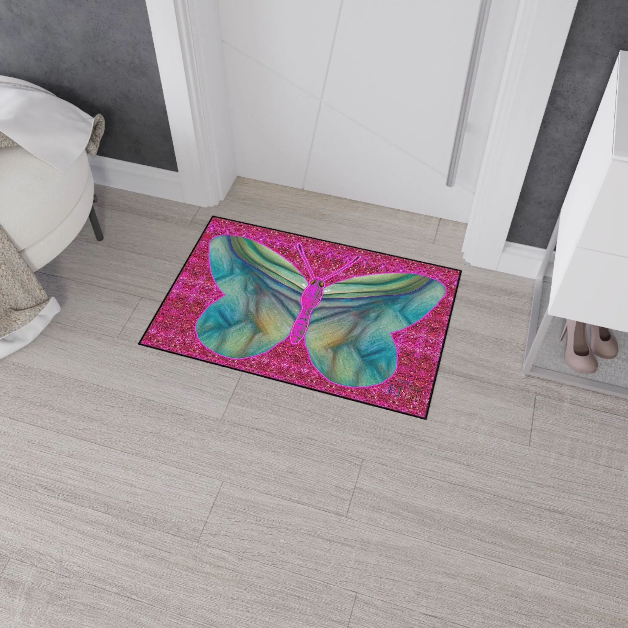 Heavy Duty Floor Mat (Butterfly Glade Denizen & Samhain Dream Thaw 13 & Pink Logo@Alchemic) RJSTH@Fabric#9_11 of 14 RJSTHw2025 RJS