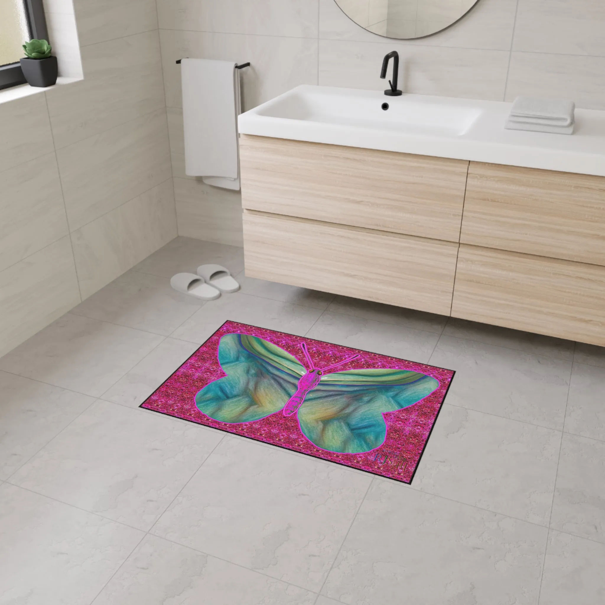 Heavy Duty Floor Mat (Butterfly Glade Denizen & Samhain Dream Thaw 13 & Pink Logo@Alchemic) RJSTH@Fabric#9_11 of 14 RJSTHw2025 RJS