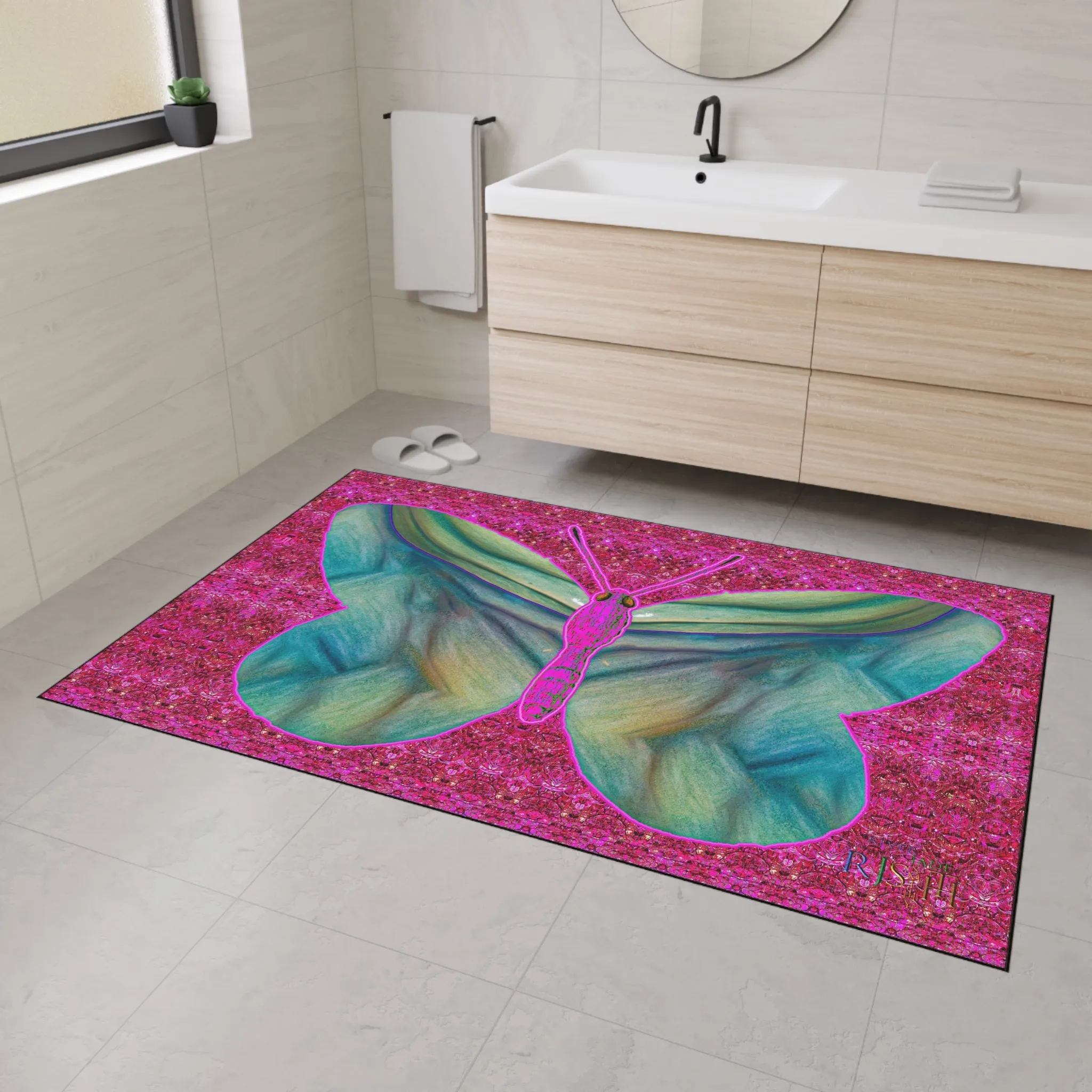 Heavy Duty Floor Mat (Butterfly Glade Denizen & Samhain Dream Thaw 13 & Pink Logo@Alchemic) RJSTH@Fabric#9_11 of 14 RJSTHw2025 RJS