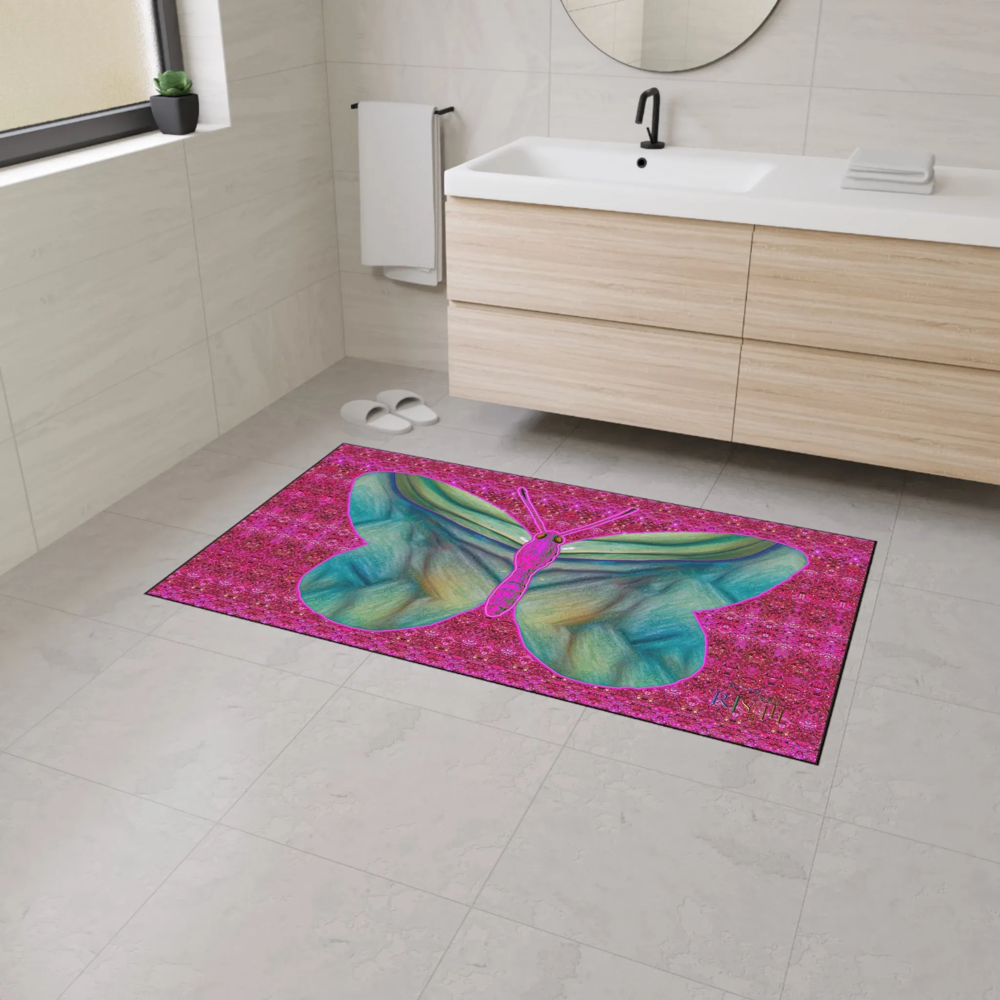 Heavy Duty Floor Mat (Butterfly Glade Denizen & Samhain Dream Thaw 13 & Pink Logo@Alchemic) RJSTH@Fabric#9_11 of 14 RJSTHw2025 RJS