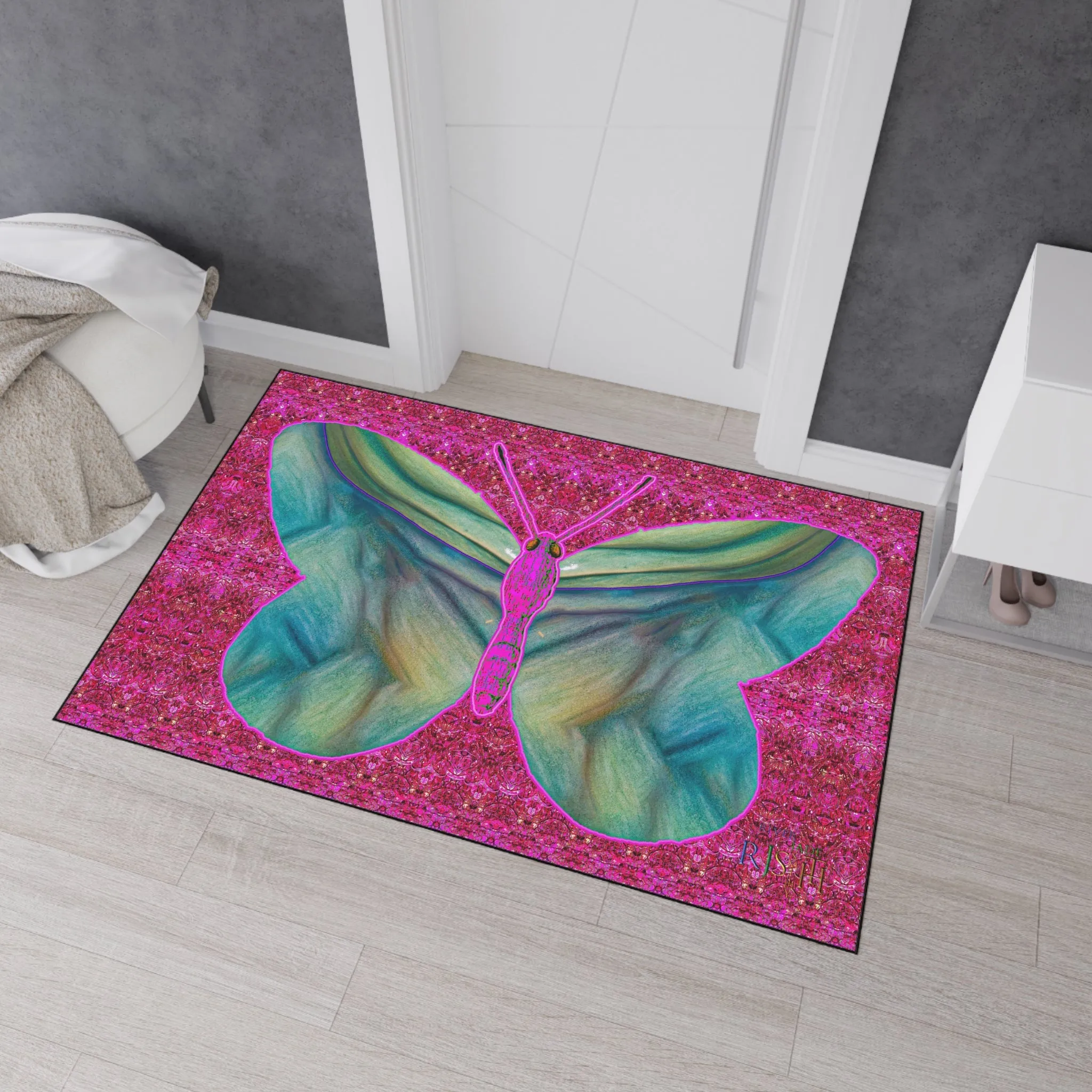 Heavy Duty Floor Mat (Butterfly Glade Denizen & Samhain Dream Thaw 13 & Pink Logo@Alchemic) RJSTH@Fabric#9_11 of 14 RJSTHw2025 RJS