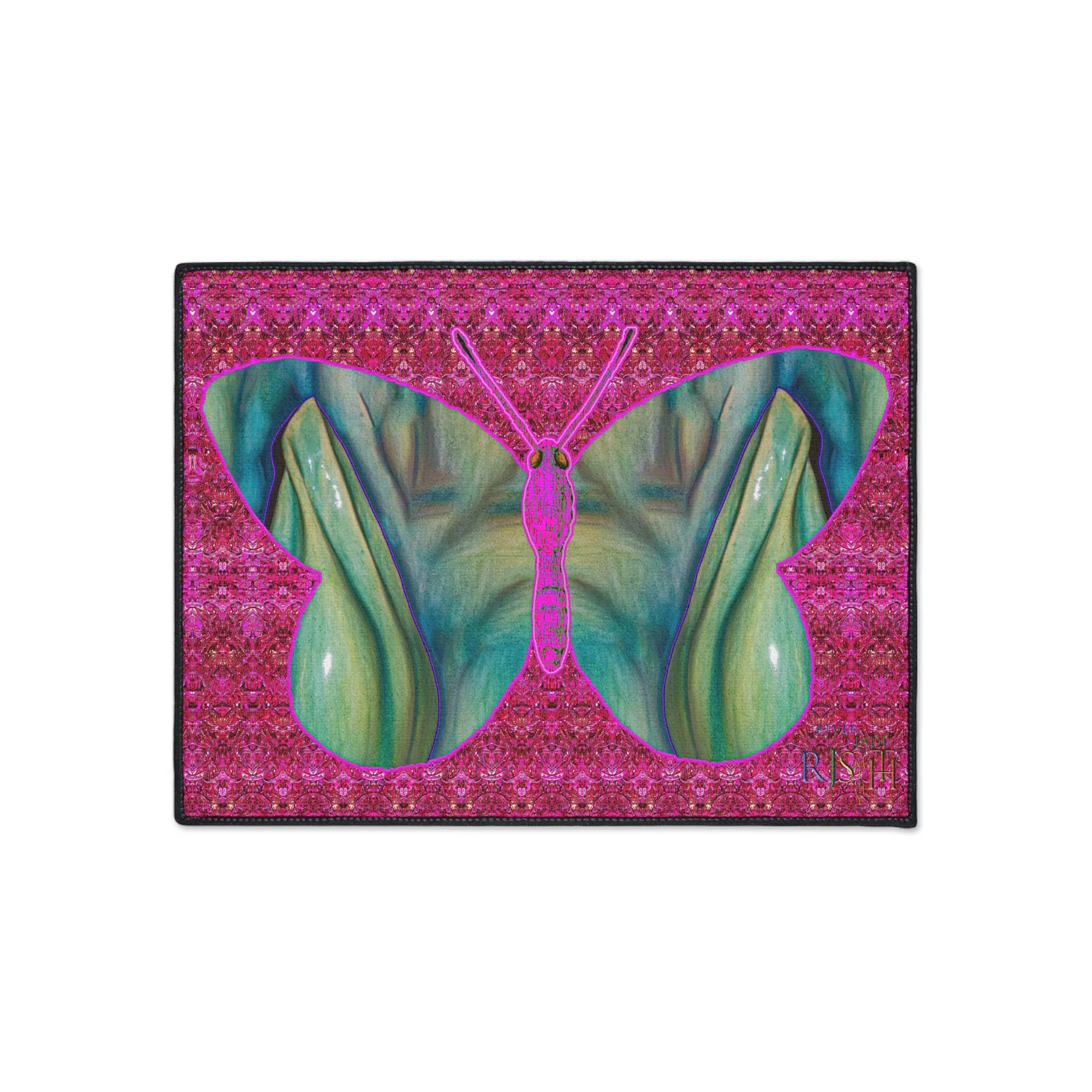 Heavy Duty Floor Mat (Butterfly Glade Denizen & Samhain Dream Thaw 13 & Pink Logo@Alchemic) RJSTH@Fabric#9_13 of 14 RJSTHw2025 RJS