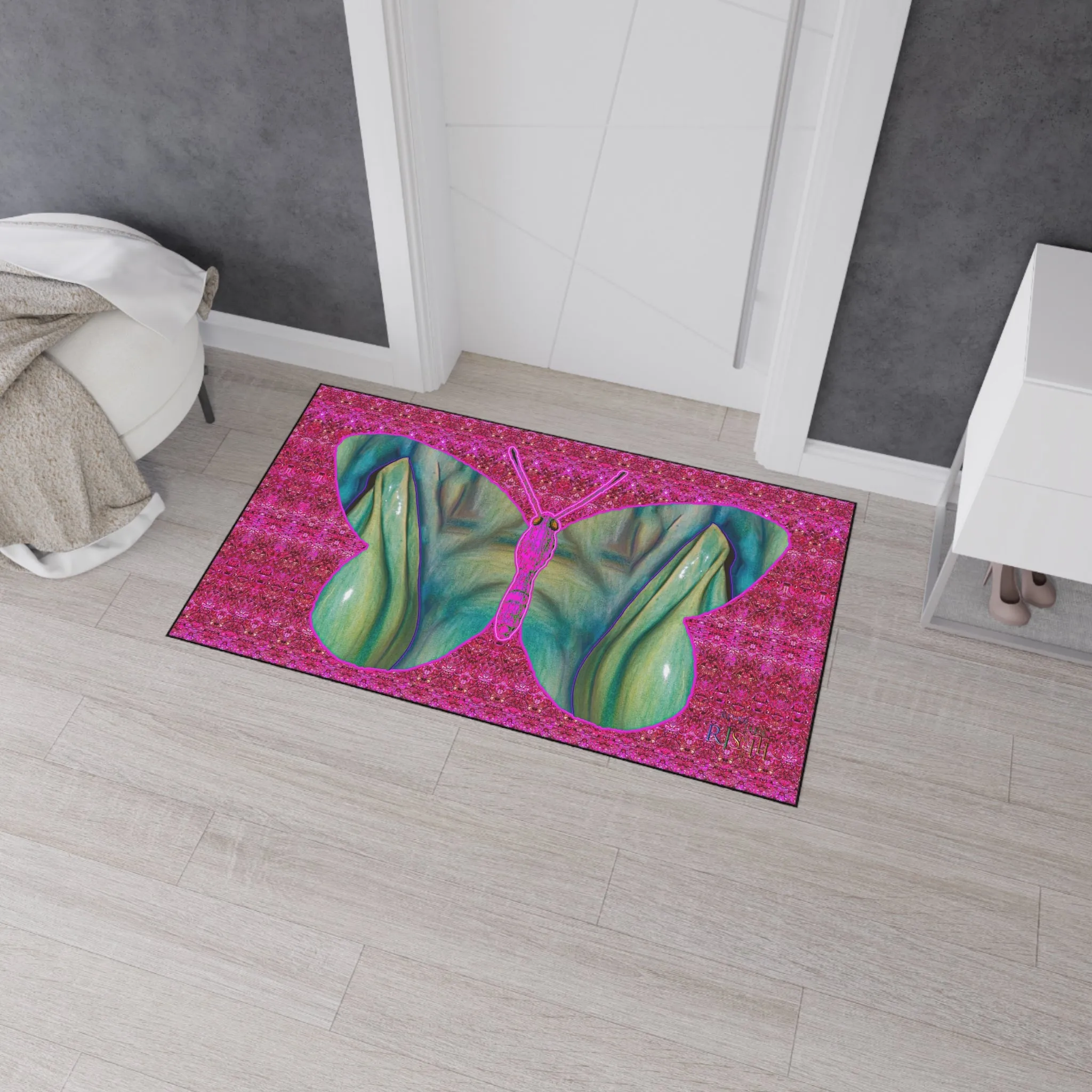 Heavy Duty Floor Mat (Butterfly Glade Denizen & Samhain Dream Thaw 13 & Pink Logo@Alchemic) RJSTH@Fabric#9_13 of 14 RJSTHw2025 RJS