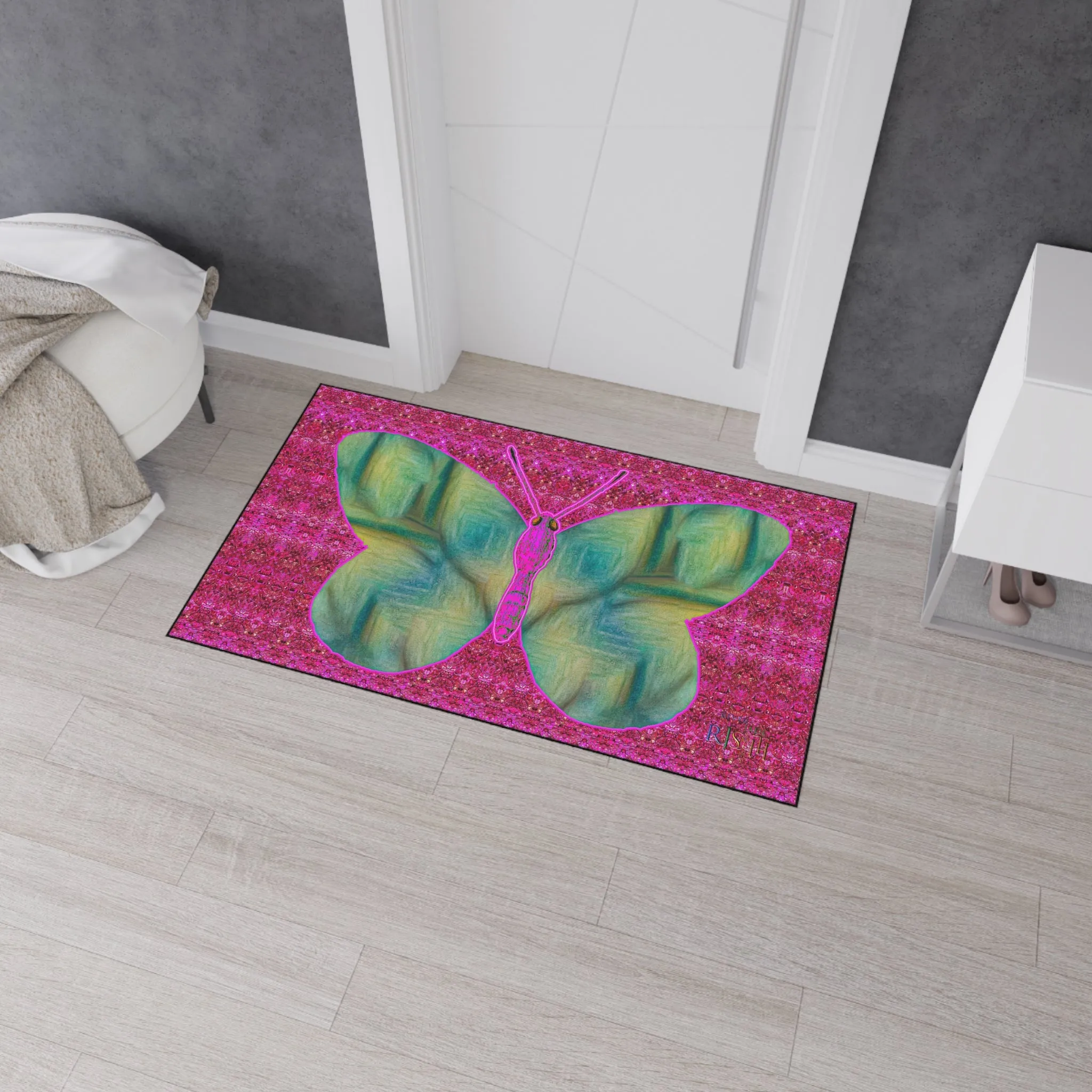 Heavy Duty Floor Mat (Butterfly Glade Denizen & Samhain Dream Thaw 13 & Pink Logo@Alchemic) RJSTH@Fabric#9_14 of 14 RJSTHw2025 RJS