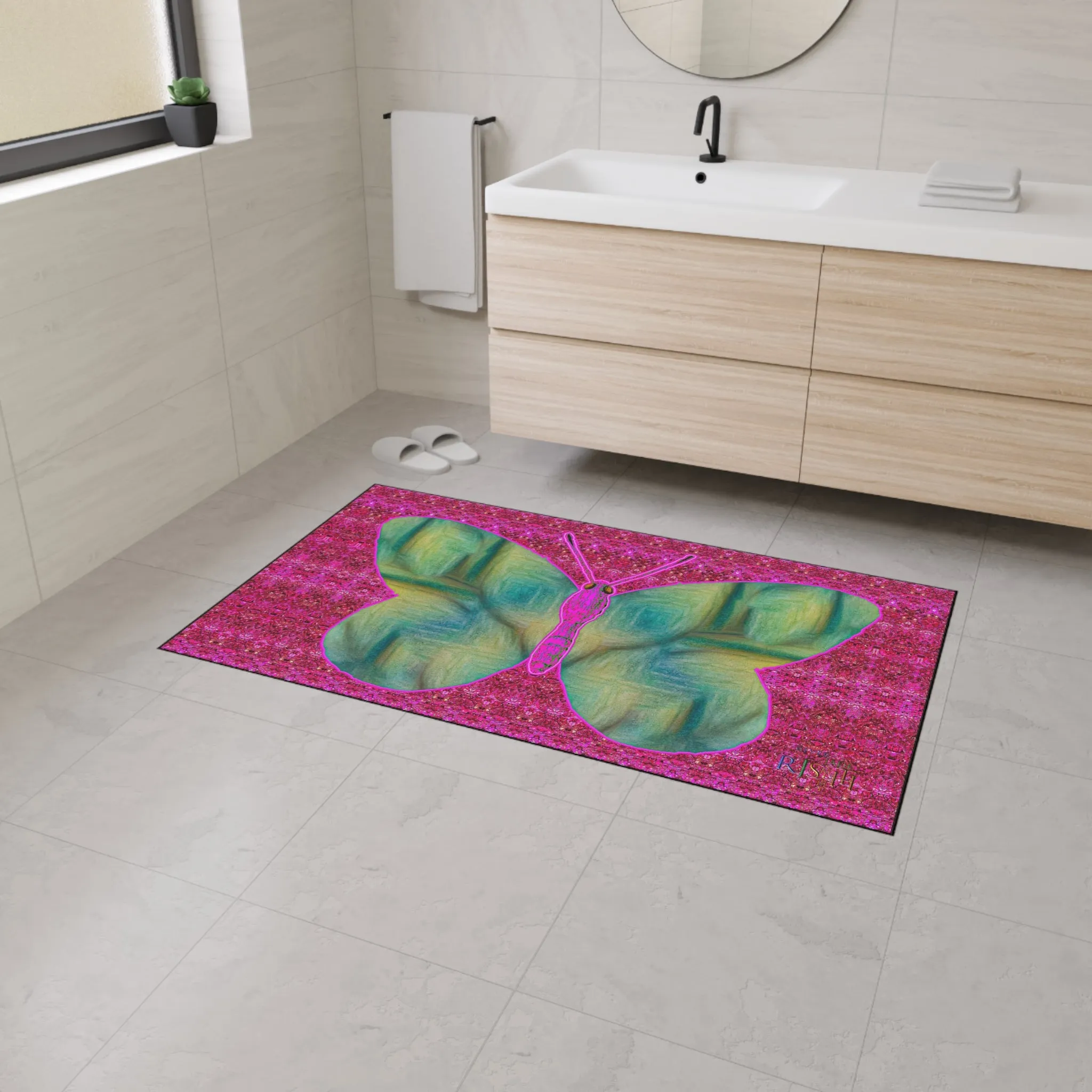 Heavy Duty Floor Mat (Butterfly Glade Denizen & Samhain Dream Thaw 13 & Pink Logo@Alchemic) RJSTH@Fabric#9_14 of 14 RJSTHw2025 RJS