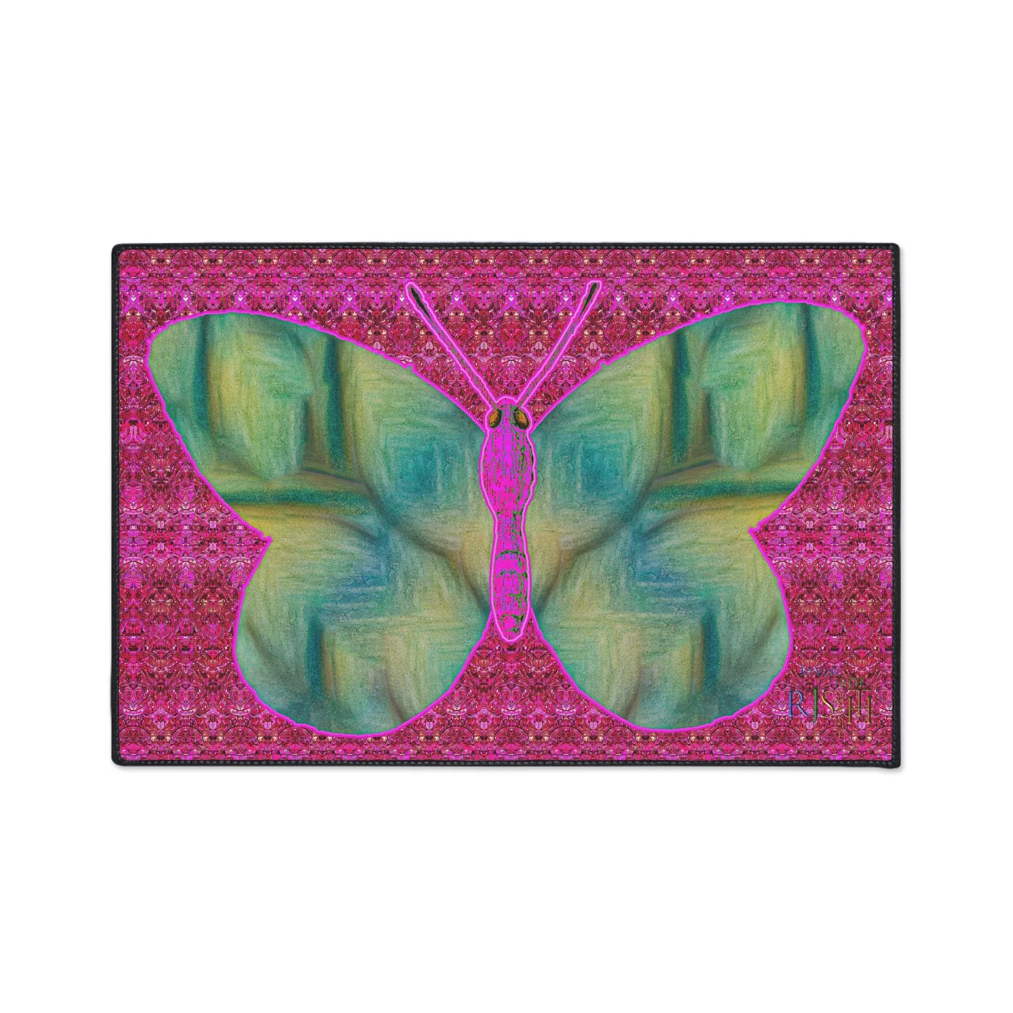 Heavy Duty Floor Mat (Butterfly Glade Denizen & Samhain Dream Thaw 13 & Pink Logo@Alchemic) RJSTH@Fabric#9_14 of 14 RJSTHw2025 RJS
