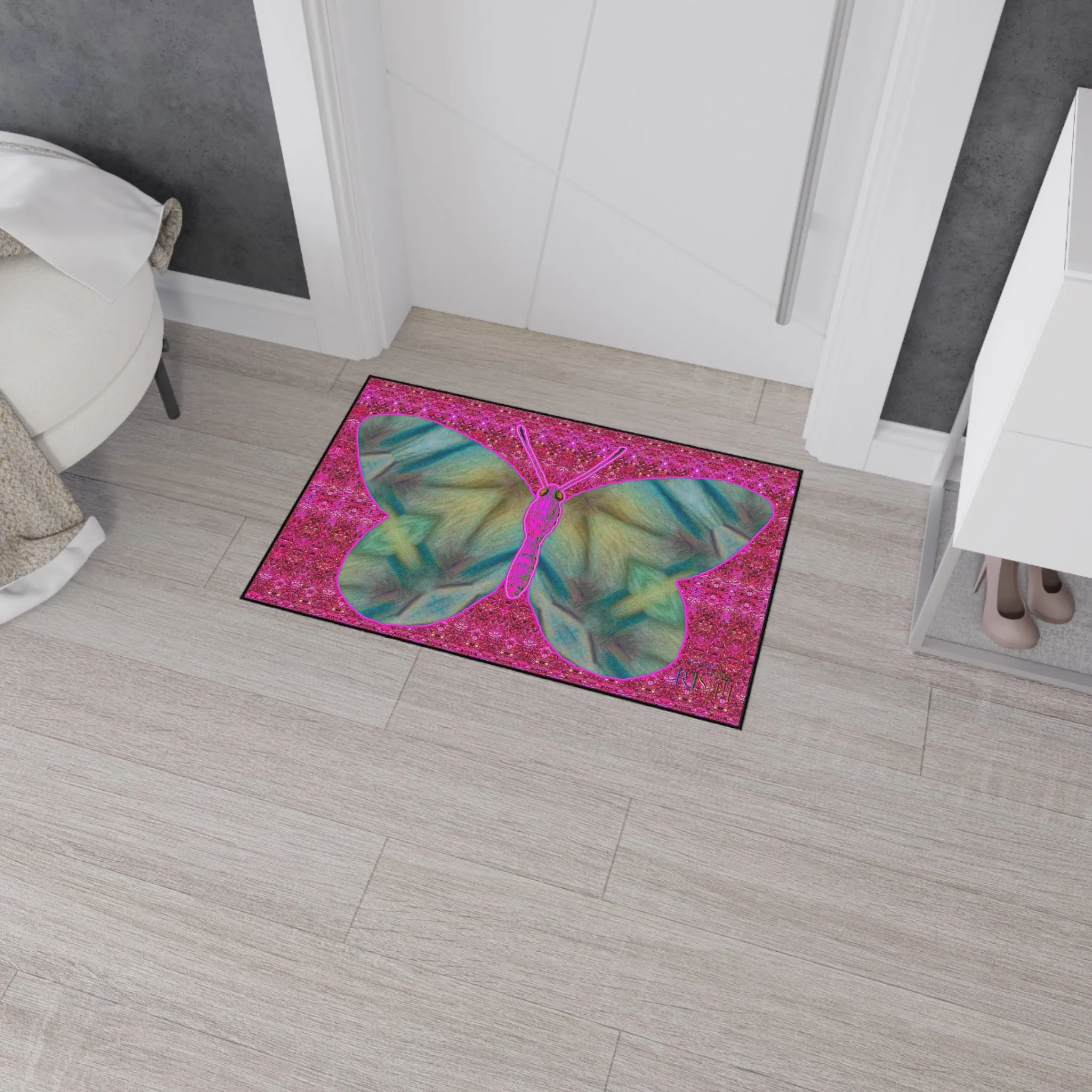 Heavy Duty Floor Mat (Butterfly Glade Denizen & Samhain Dream Thaw 13 & Pink Logo@Alchemic) RJSTH@Fabric#9_5 of 14 RJSTHw2025 RJS