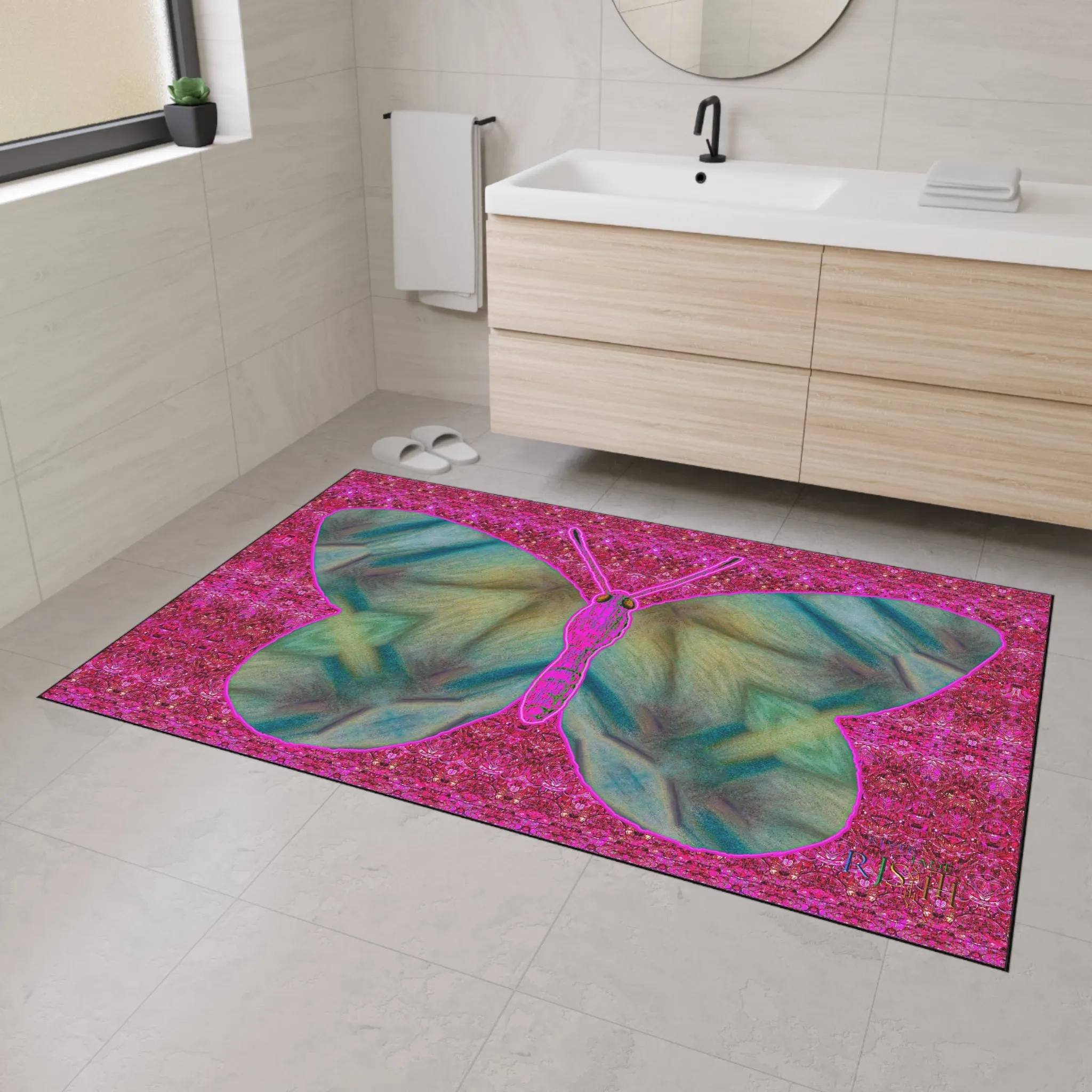 Heavy Duty Floor Mat (Butterfly Glade Denizen & Samhain Dream Thaw 13 & Pink Logo@Alchemic) RJSTH@Fabric#9_5 of 14 RJSTHw2025 RJS