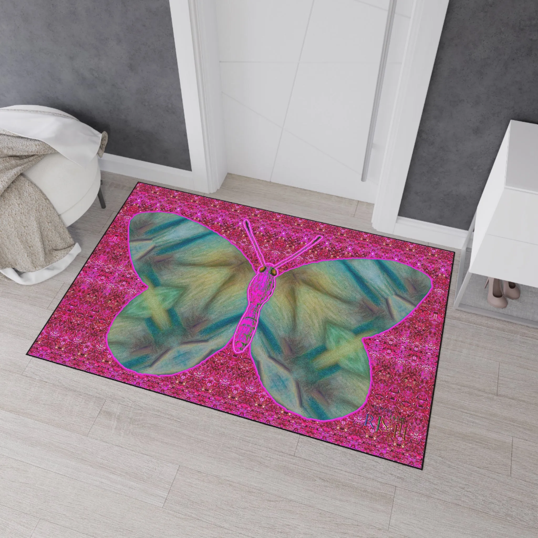 Heavy Duty Floor Mat (Butterfly Glade Denizen & Samhain Dream Thaw 13 & Pink Logo@Alchemic) RJSTH@Fabric#9_5 of 14 RJSTHw2025 RJS