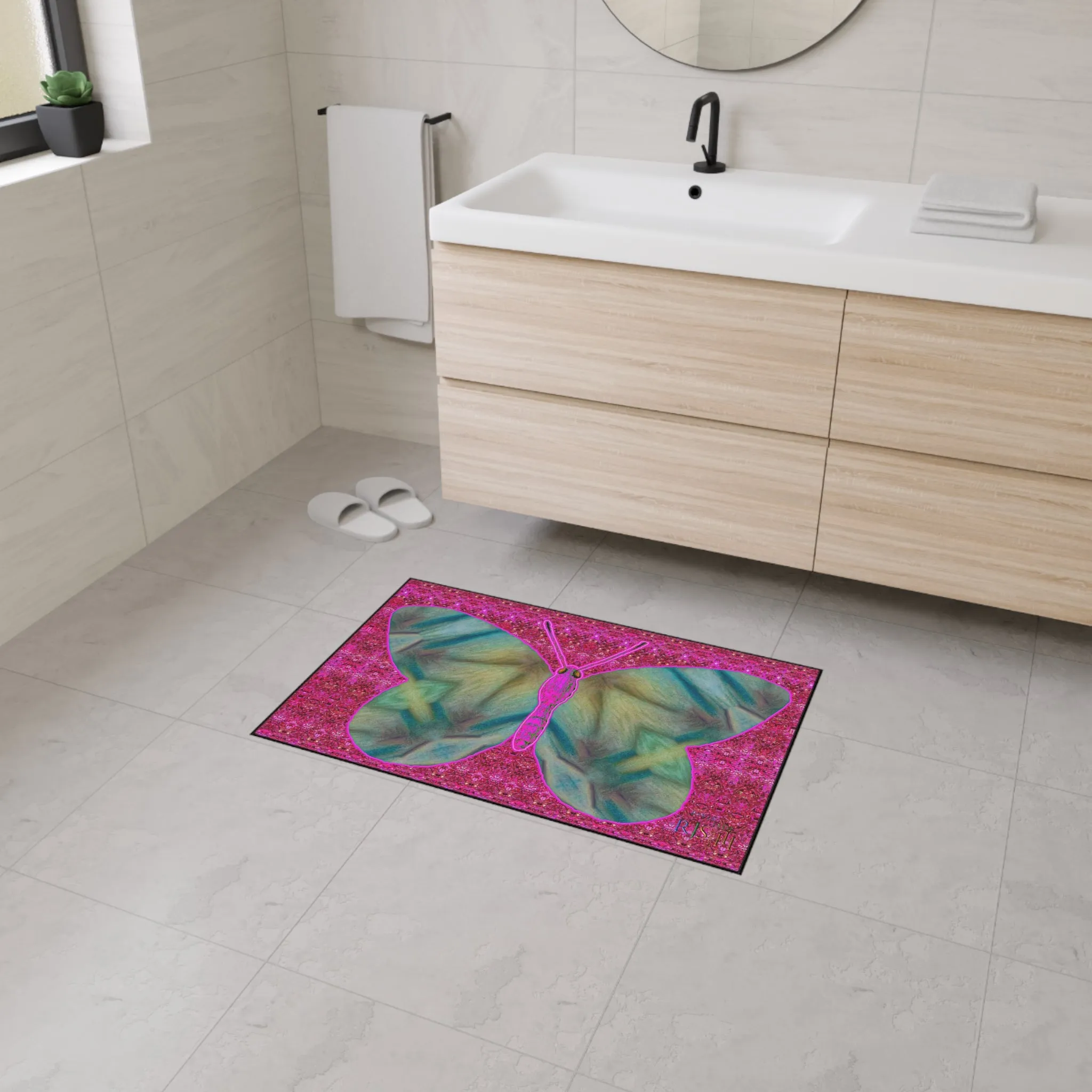 Heavy Duty Floor Mat (Butterfly Glade Denizen & Samhain Dream Thaw 13 & Pink Logo@Alchemic) RJSTH@Fabric#9_5 of 14 RJSTHw2025 RJS