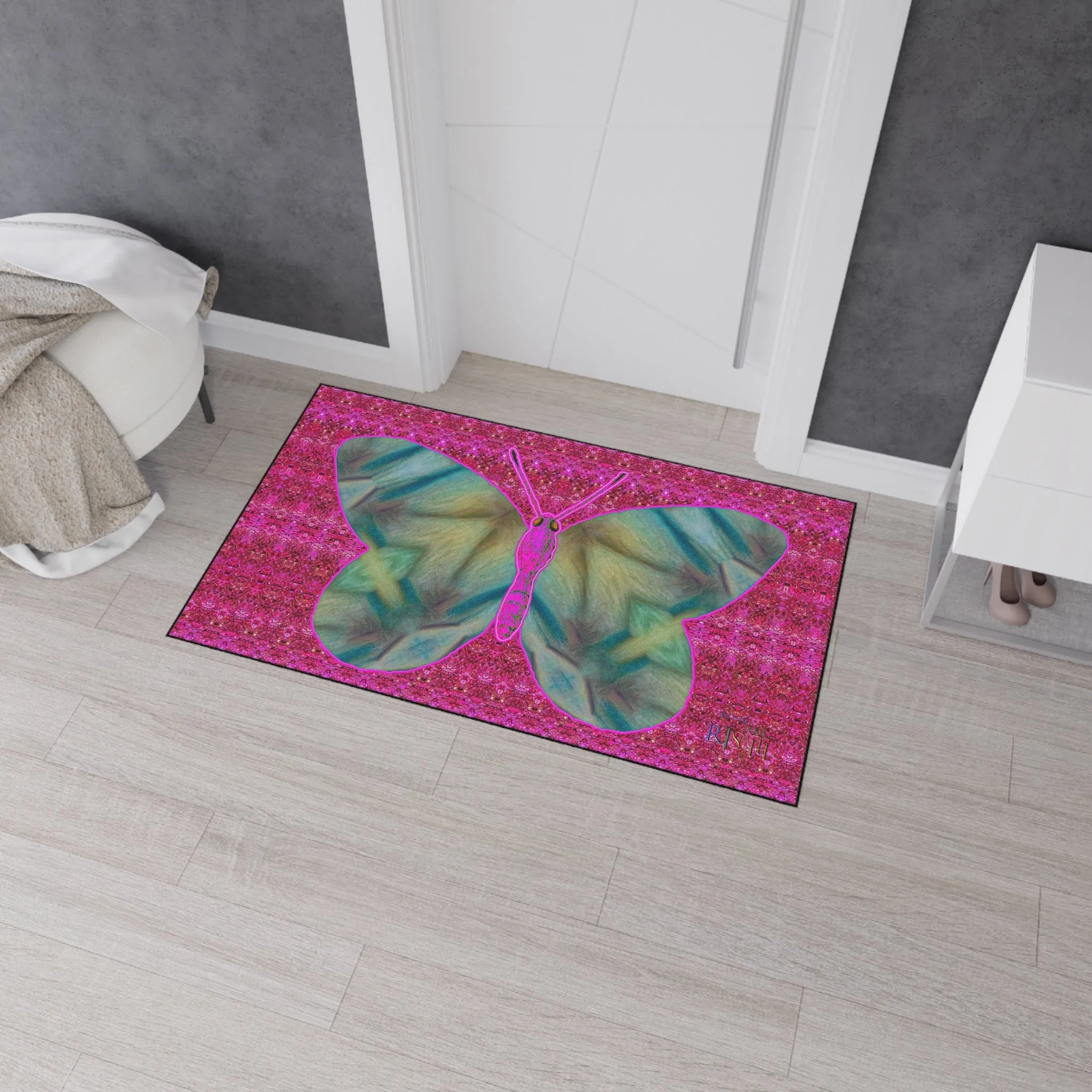 Heavy Duty Floor Mat (Butterfly Glade Denizen & Samhain Dream Thaw 13 & Pink Logo@Alchemic) RJSTH@Fabric#9_5 of 14 RJSTHw2025 RJS