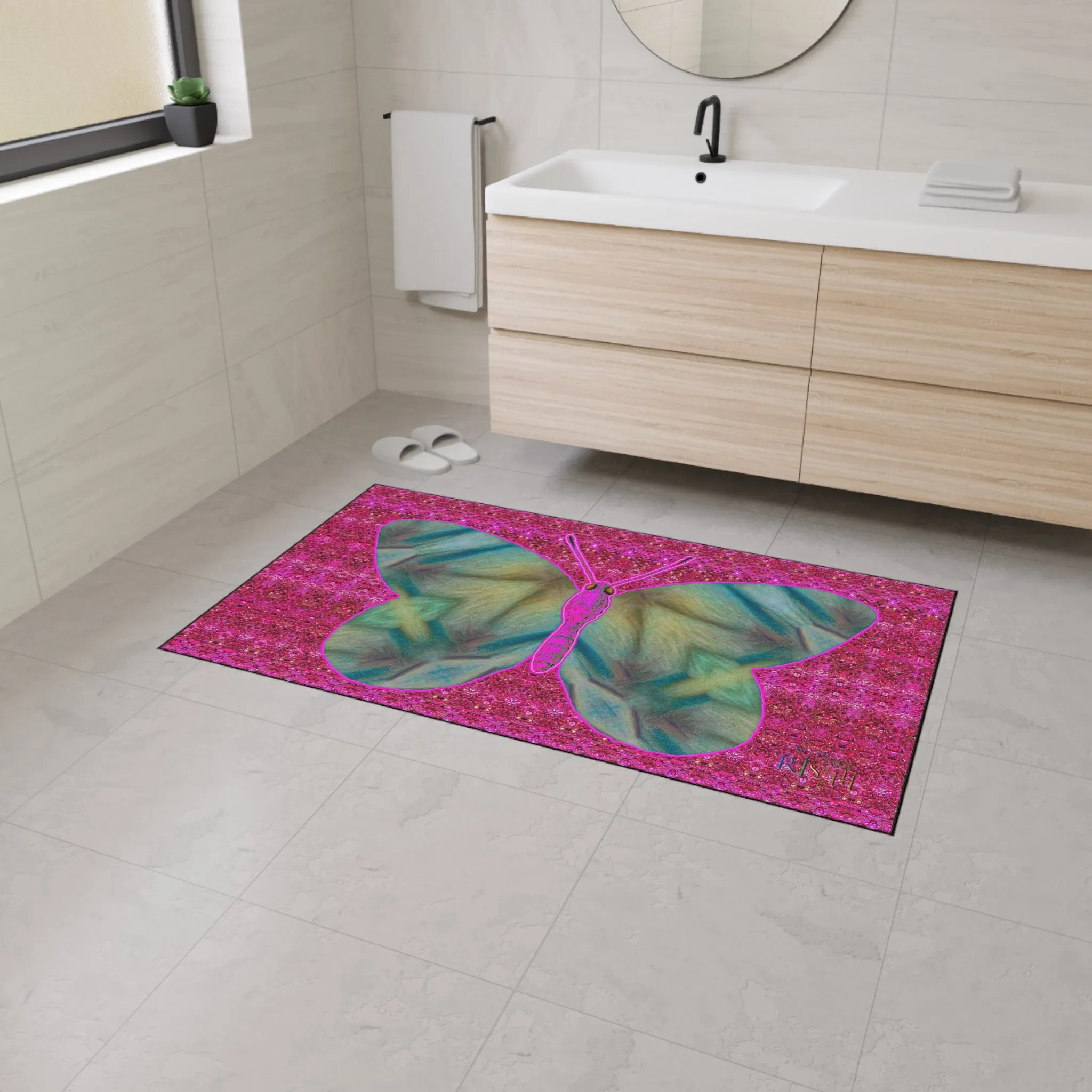 Heavy Duty Floor Mat (Butterfly Glade Denizen & Samhain Dream Thaw 13 & Pink Logo@Alchemic) RJSTH@Fabric#9_5 of 14 RJSTHw2025 RJS