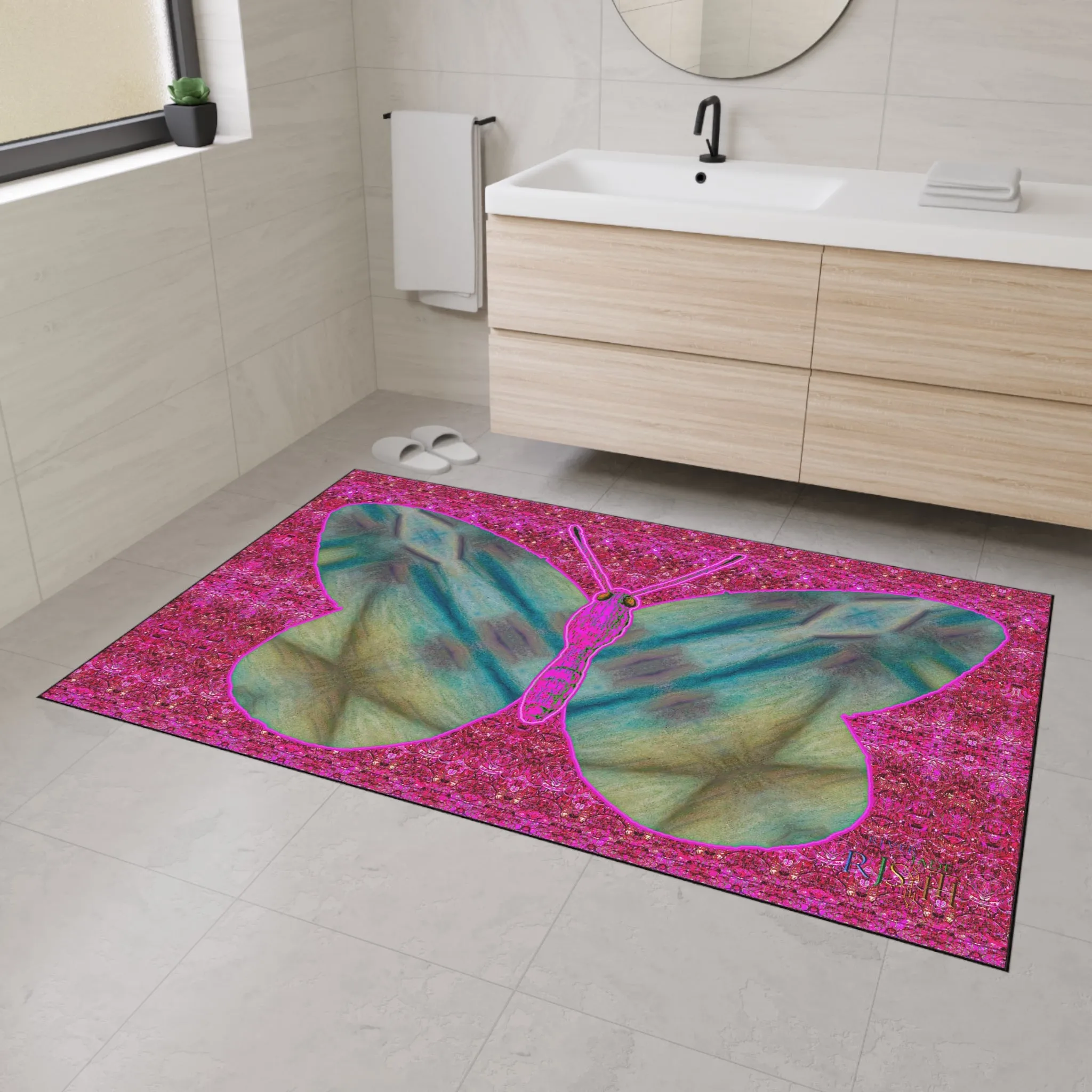 Heavy Duty Floor Mat (Butterfly Glade Denizen & Samhain Dream Thaw 13 & Pink Logo@Alchemic) RJSTH@Fabric#9_6 of 14 RJSTHw2025 RJS