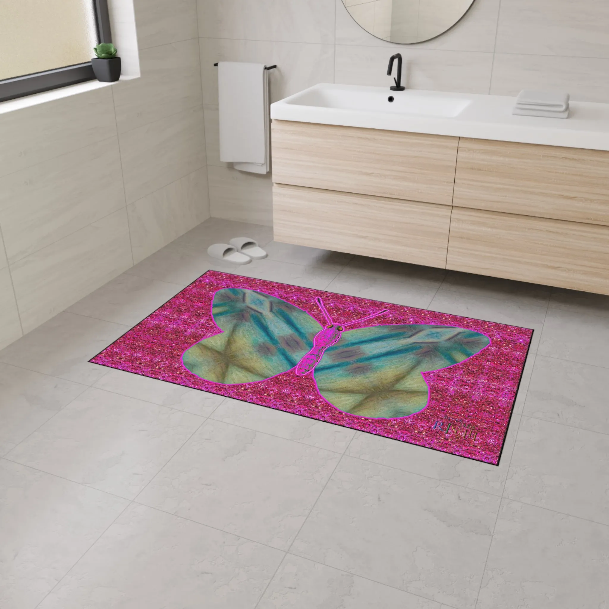 Heavy Duty Floor Mat (Butterfly Glade Denizen & Samhain Dream Thaw 13 & Pink Logo@Alchemic) RJSTH@Fabric#9_6 of 14 RJSTHw2025 RJS