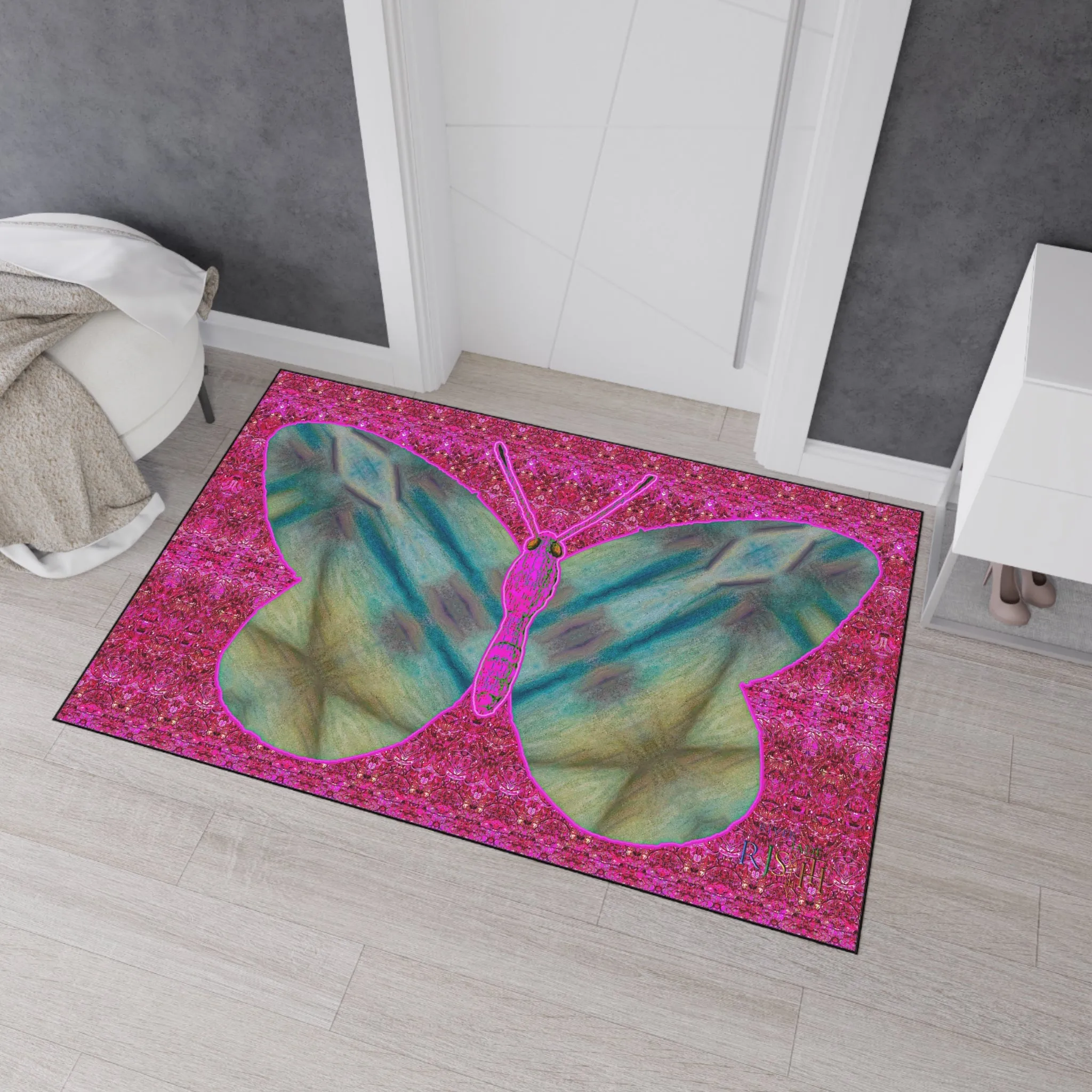 Heavy Duty Floor Mat (Butterfly Glade Denizen & Samhain Dream Thaw 13 & Pink Logo@Alchemic) RJSTH@Fabric#9_6 of 14 RJSTHw2025 RJS