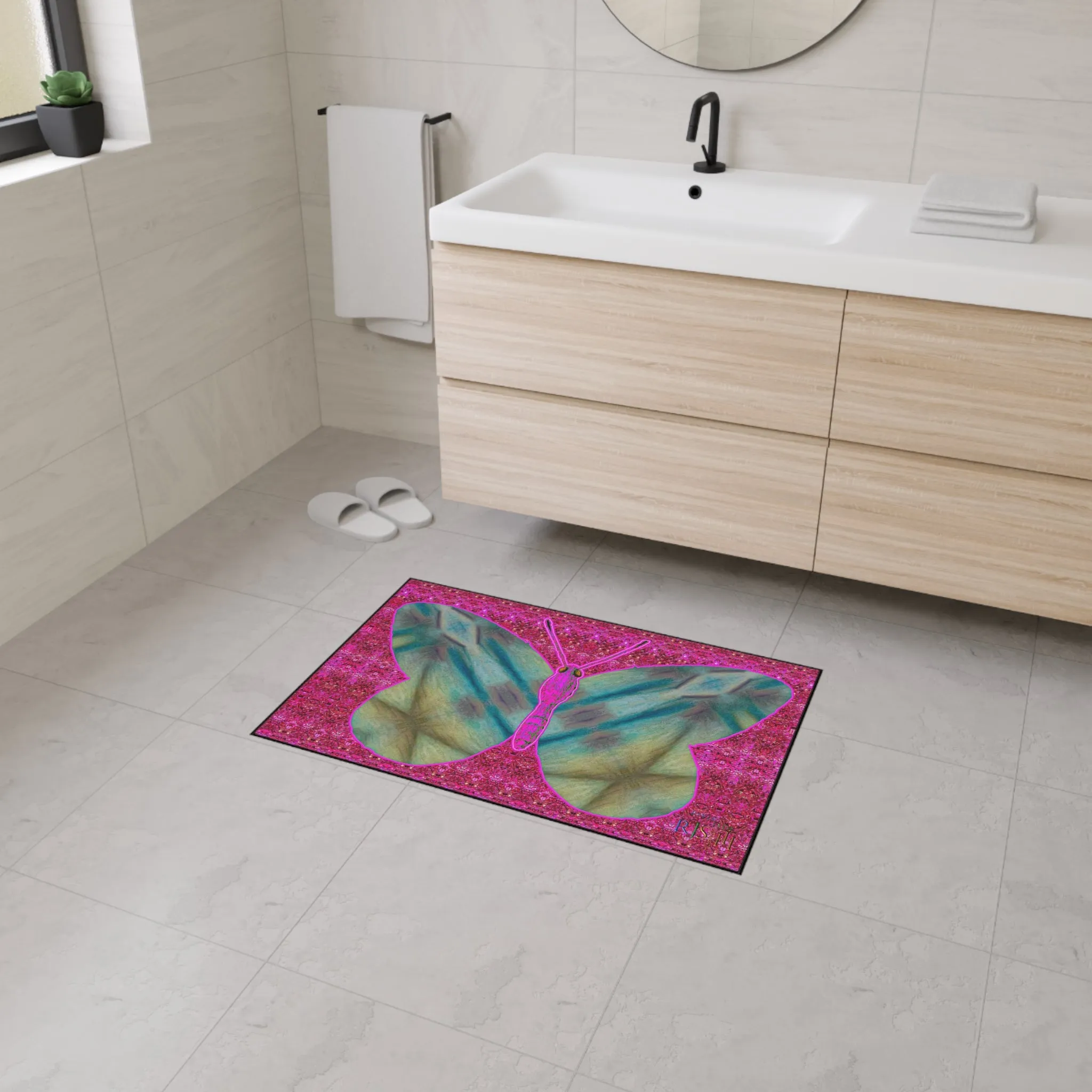 Heavy Duty Floor Mat (Butterfly Glade Denizen & Samhain Dream Thaw 13 & Pink Logo@Alchemic) RJSTH@Fabric#9_6 of 14 RJSTHw2025 RJS