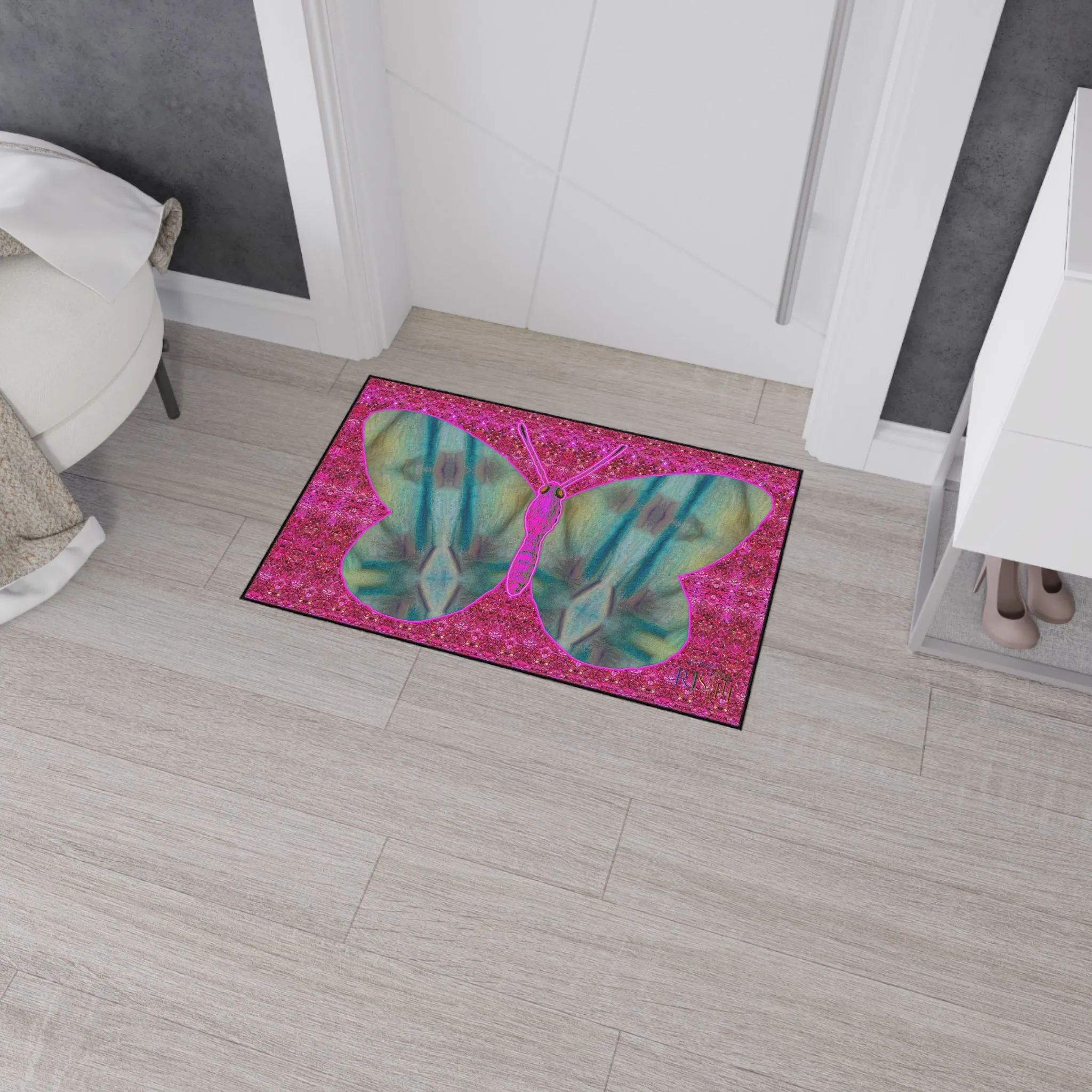 Heavy Duty Floor Mat (Butterfly Glade Denizen & Samhain Dream Thaw 13 & Pink Logo@Alchemic) RJSTH@Fabric#9_8 of 14 RJSTHw2025 RJS