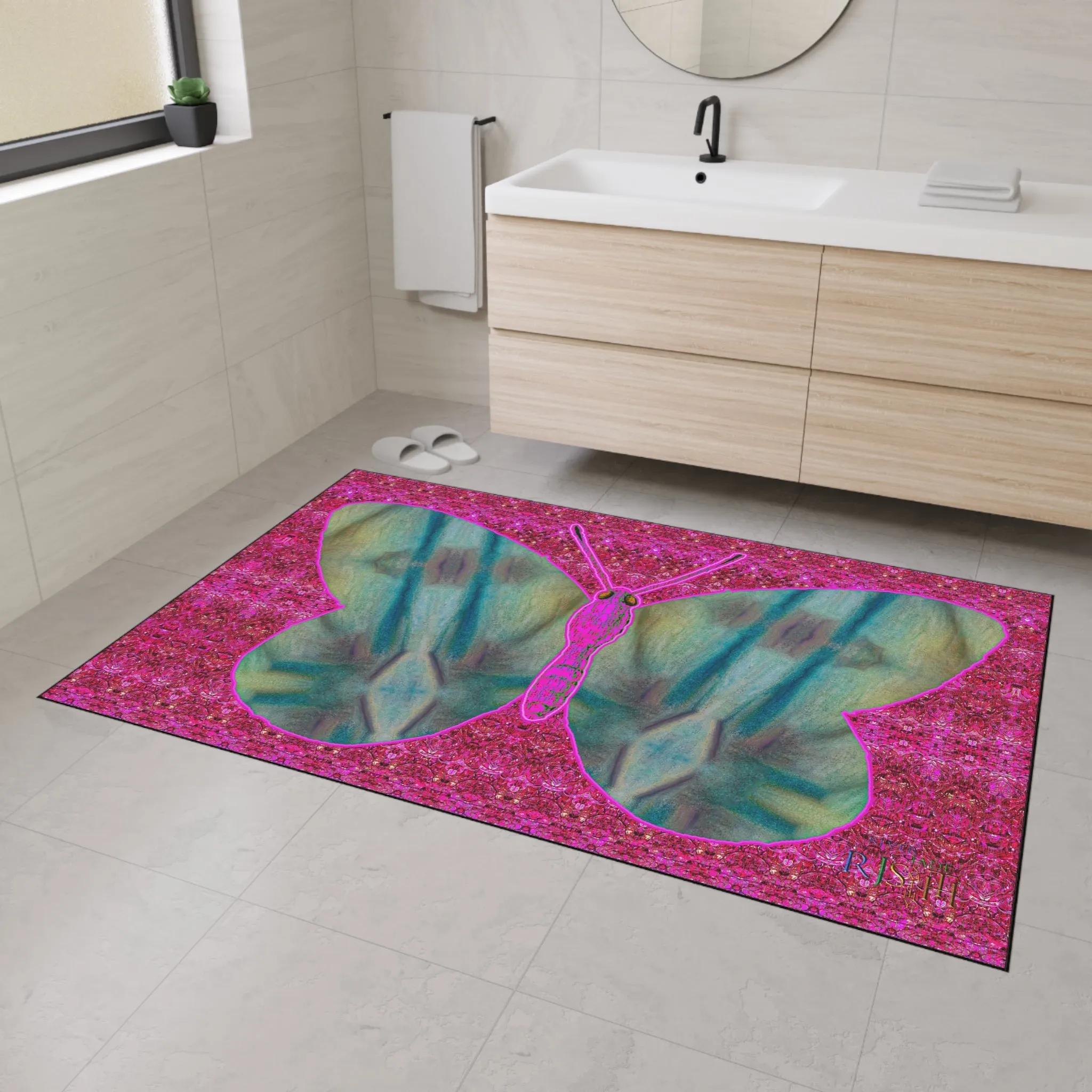 Heavy Duty Floor Mat (Butterfly Glade Denizen & Samhain Dream Thaw 13 & Pink Logo@Alchemic) RJSTH@Fabric#9_8 of 14 RJSTHw2025 RJS