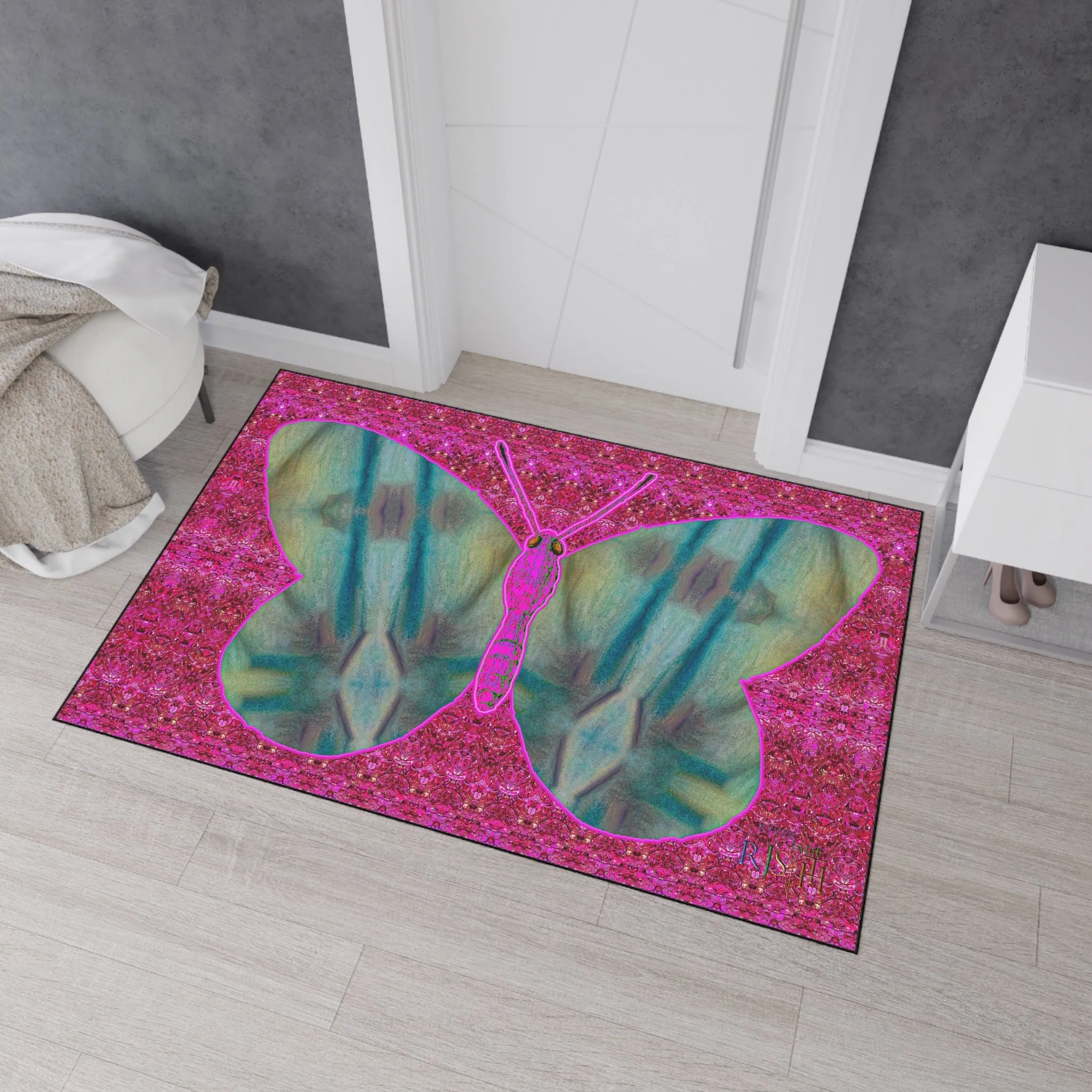 Heavy Duty Floor Mat (Butterfly Glade Denizen & Samhain Dream Thaw 13 & Pink Logo@Alchemic) RJSTH@Fabric#9_8 of 14 RJSTHw2025 RJS