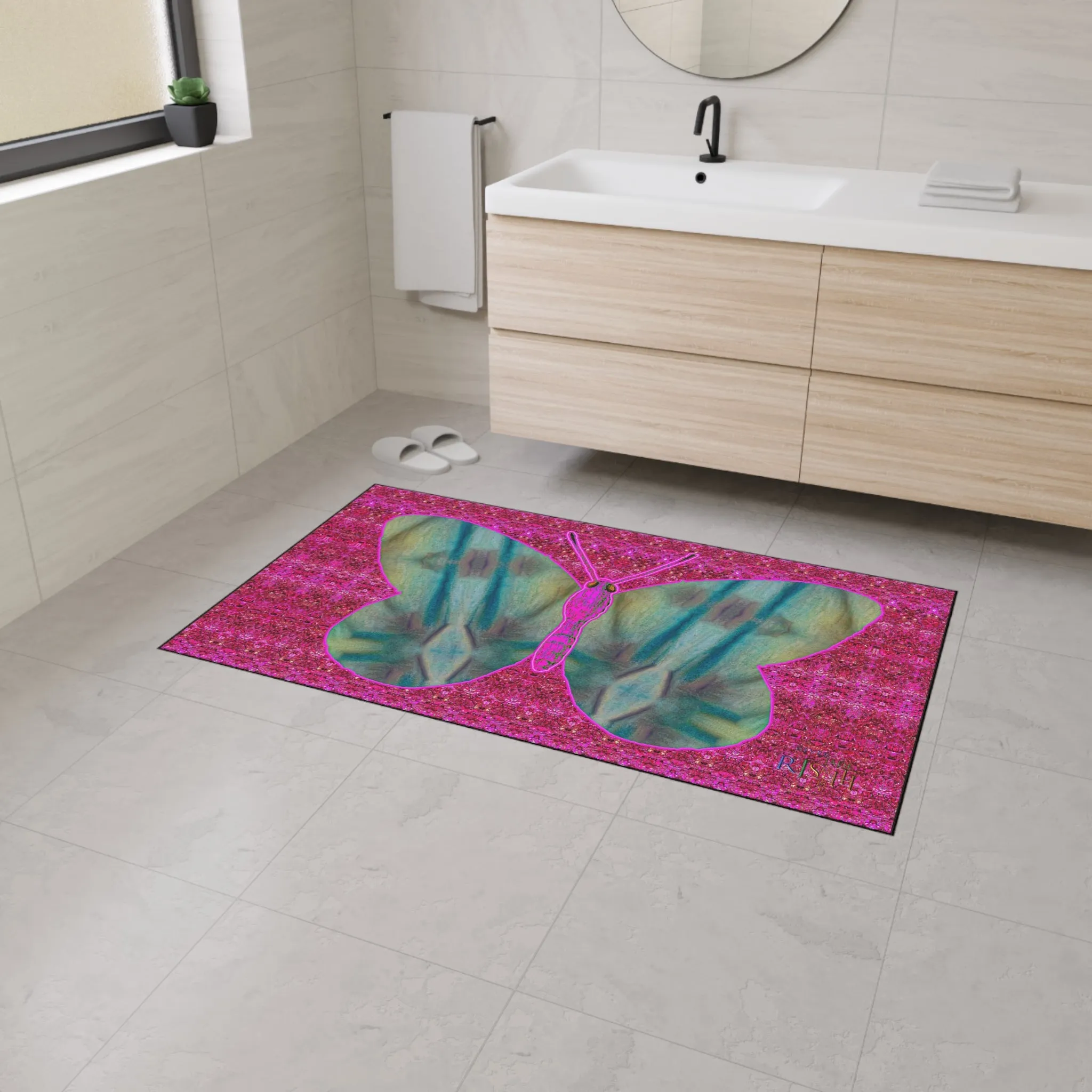 Heavy Duty Floor Mat (Butterfly Glade Denizen & Samhain Dream Thaw 13 & Pink Logo@Alchemic) RJSTH@Fabric#9_8 of 14 RJSTHw2025 RJS