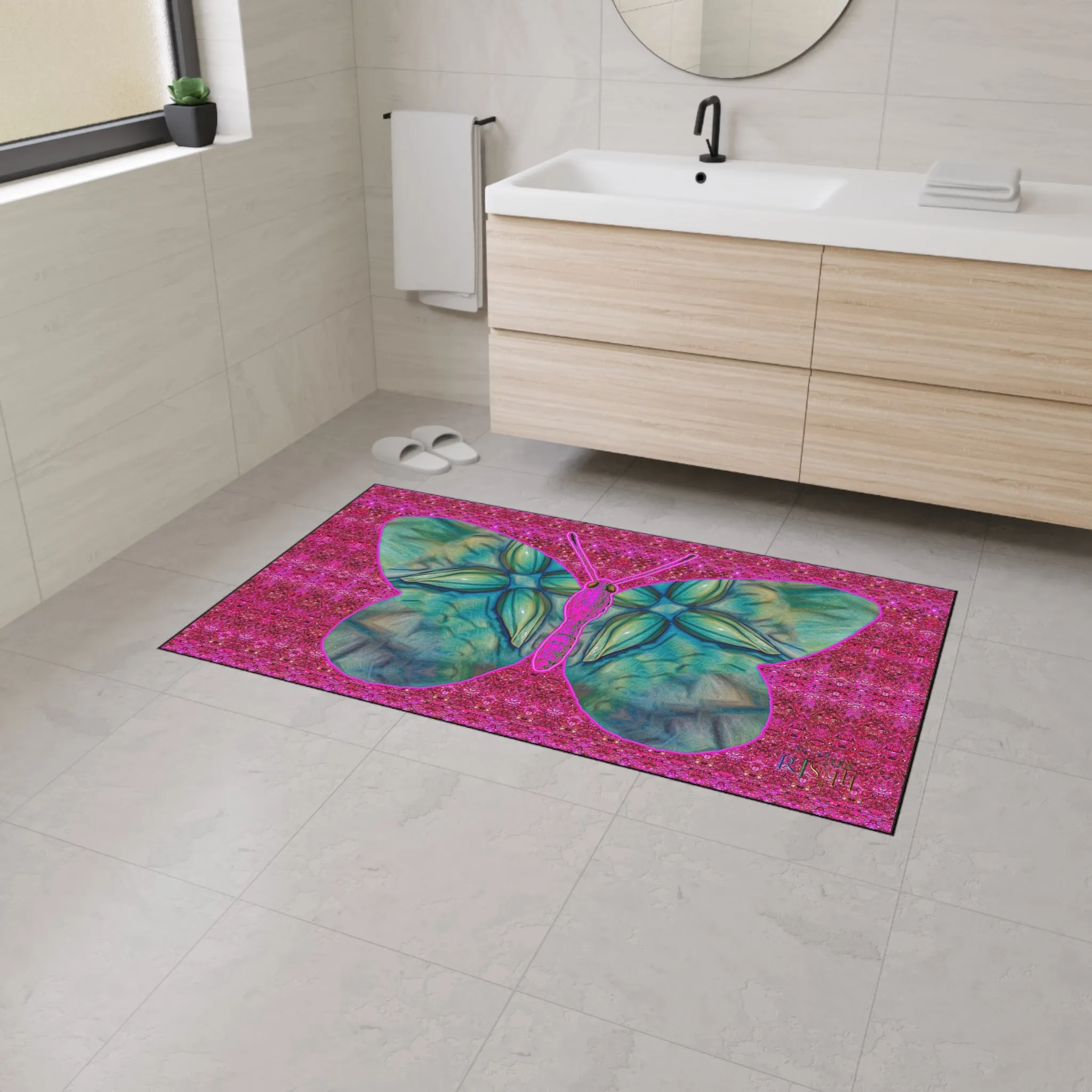Heavy Duty Floor Mat (Butterfly Glade Denizen & Samhain Dream Thaw 13 & Pink Logo@Alchemic) RJSTH@Fabric#9_9 of 14 RJSTHw2025 RJS