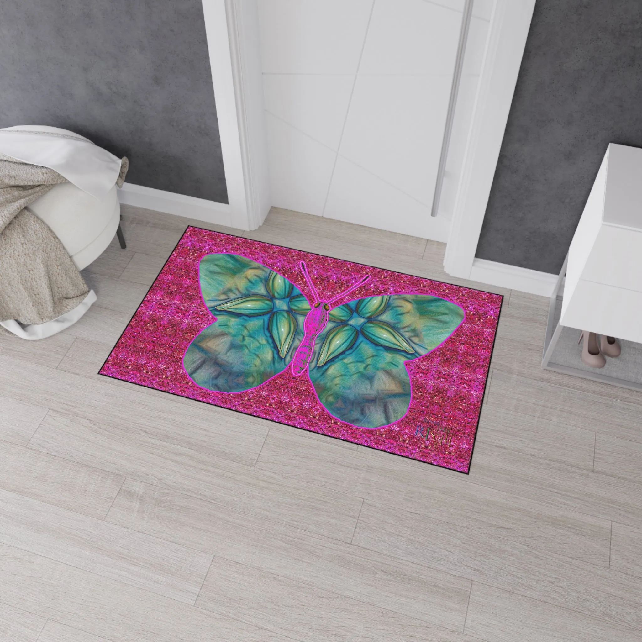 Heavy Duty Floor Mat (Butterfly Glade Denizen & Samhain Dream Thaw 13 & Pink Logo@Alchemic) RJSTH@Fabric#9_9 of 14 RJSTHw2025 RJS