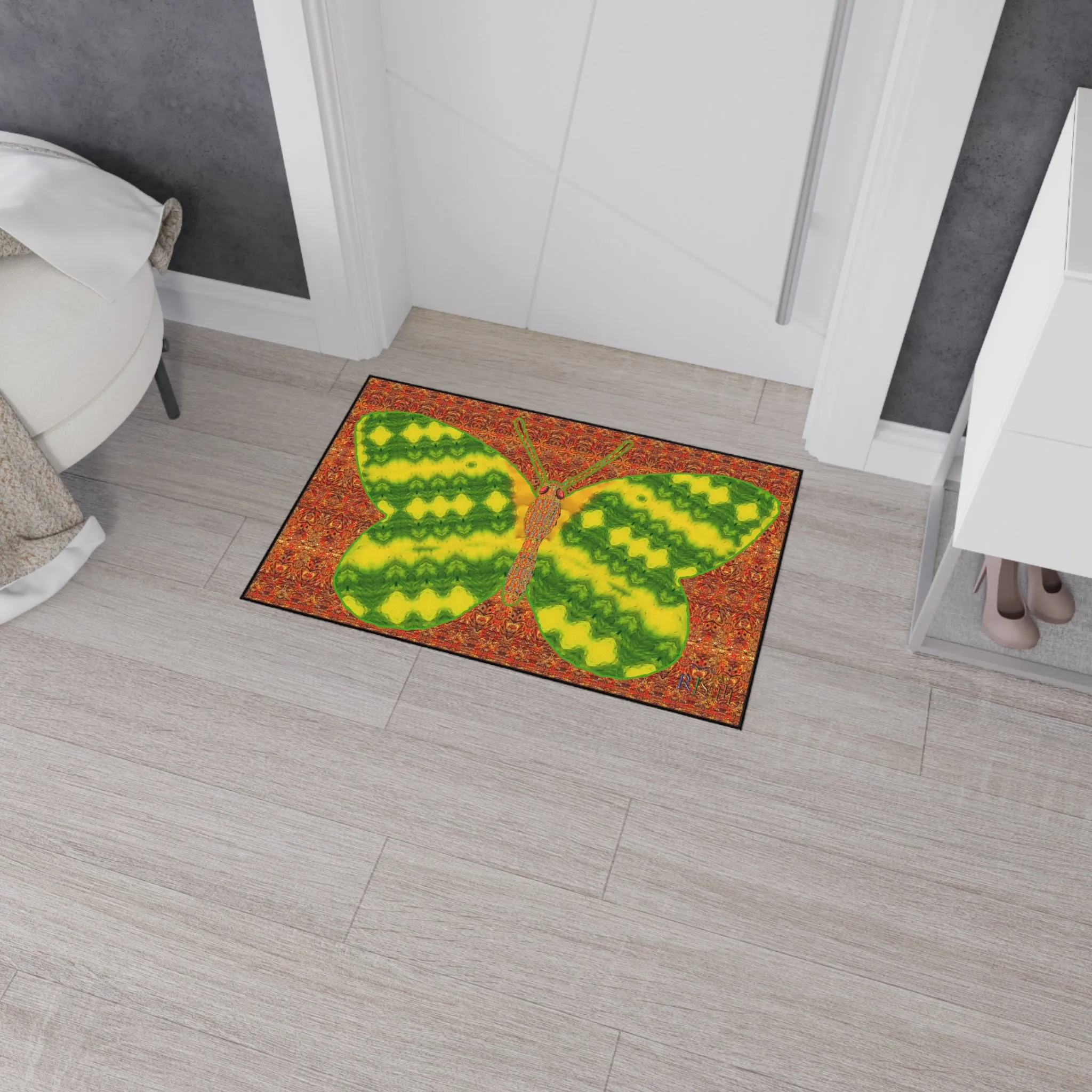 Heavy Duty Floor Mat (Butterfly Glade Denizen & Samhain Dream Thaw 15 & Orange Logo@Alchemic) RJSTH@Fabric#1_15 of 15 RJSTHw2025 RJS