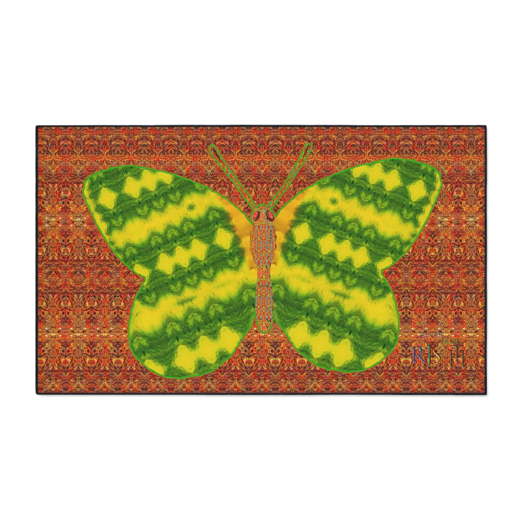 Heavy Duty Floor Mat (Butterfly Glade Denizen & Samhain Dream Thaw 15 & Orange Logo@Alchemic) RJSTH@Fabric#1_15 of 15 RJSTHw2025 RJS