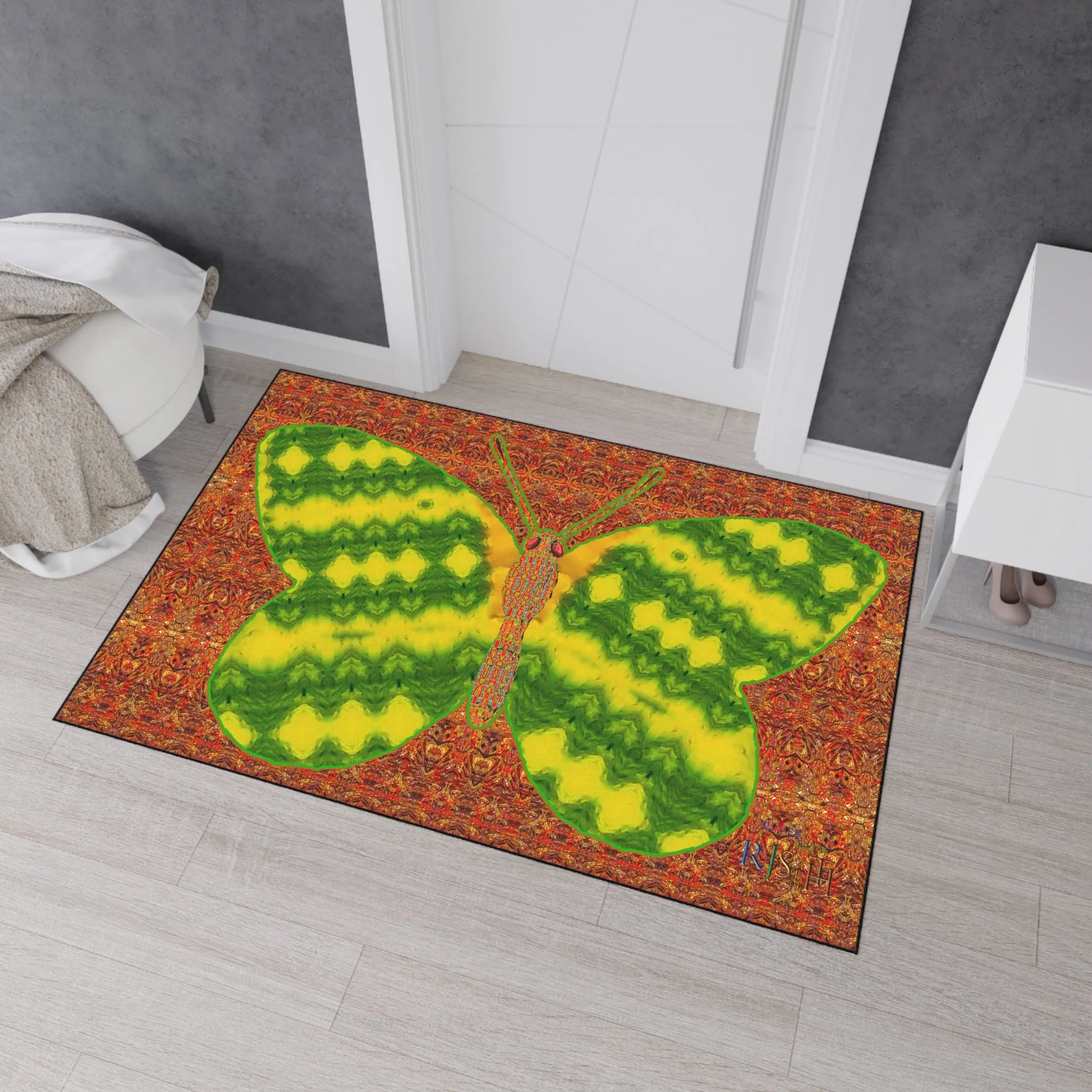 Heavy Duty Floor Mat (Butterfly Glade Denizen & Samhain Dream Thaw 15 & Orange Logo@Alchemic) RJSTH@Fabric#1_15 of 15 RJSTHw2025 RJS