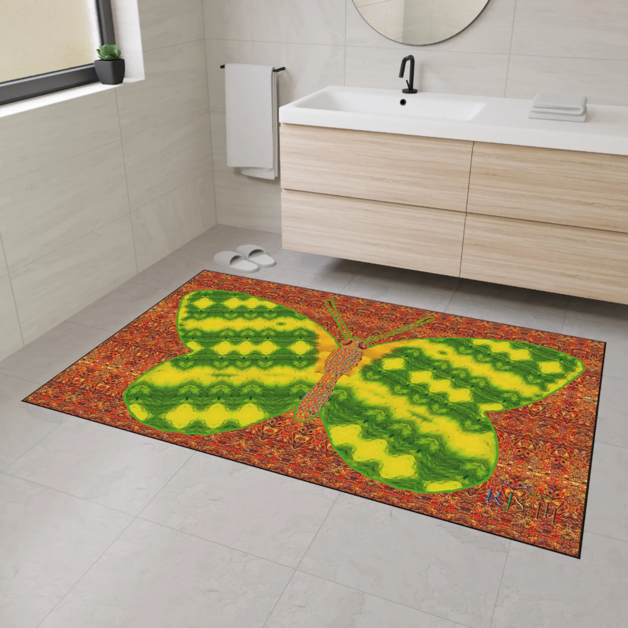 Heavy Duty Floor Mat (Butterfly Glade Denizen & Samhain Dream Thaw 15 & Orange Logo@Alchemic) RJSTH@Fabric#1_15 of 15 RJSTHw2025 RJS