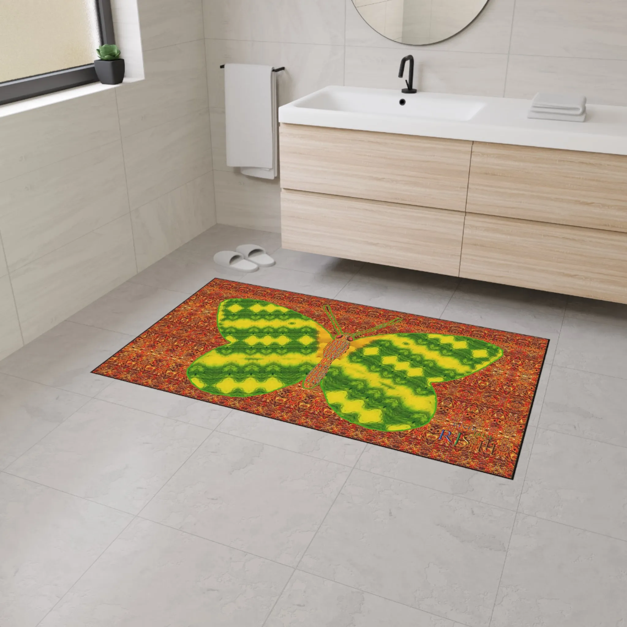 Heavy Duty Floor Mat (Butterfly Glade Denizen & Samhain Dream Thaw 15 & Orange Logo@Alchemic) RJSTH@Fabric#1_15 of 15 RJSTHw2025 RJS