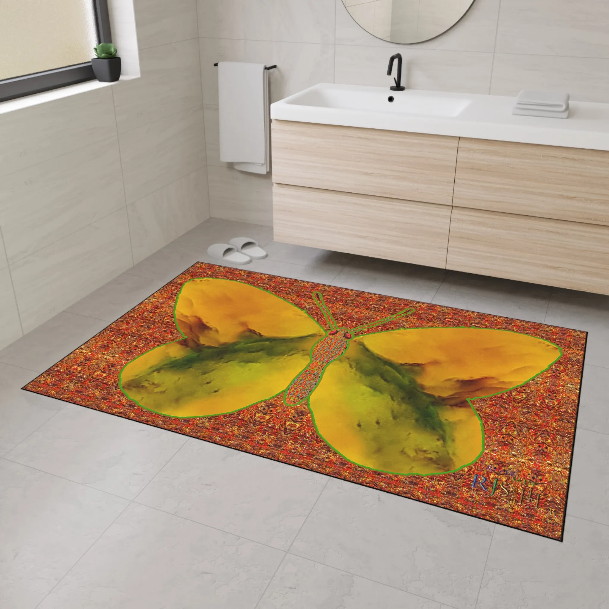 Heavy Duty Floor Mat (Butterfly Glade Denizen & Samhain Dream Thaw 15 & Orange Logo@Alchemic) RJSTH@Fabric#1_8 of 15 RJSTHw2025 RJS