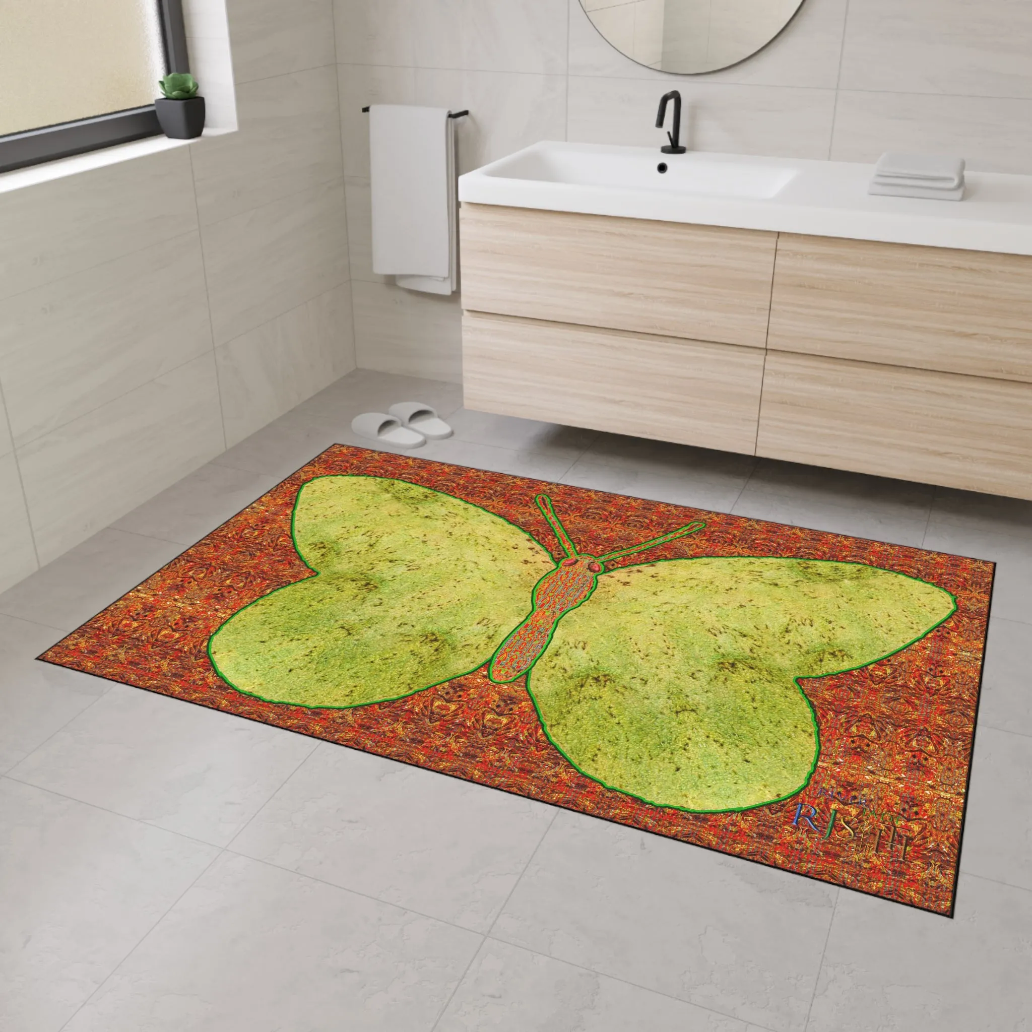 Heavy Duty Floor Mat (Butterfly Glade Denizen & Samhain Dream Thaw 15 & Orange Logo@Alchemic) RJSTH@Fabric#2_1 of 16 RJSTHw2025 RJS