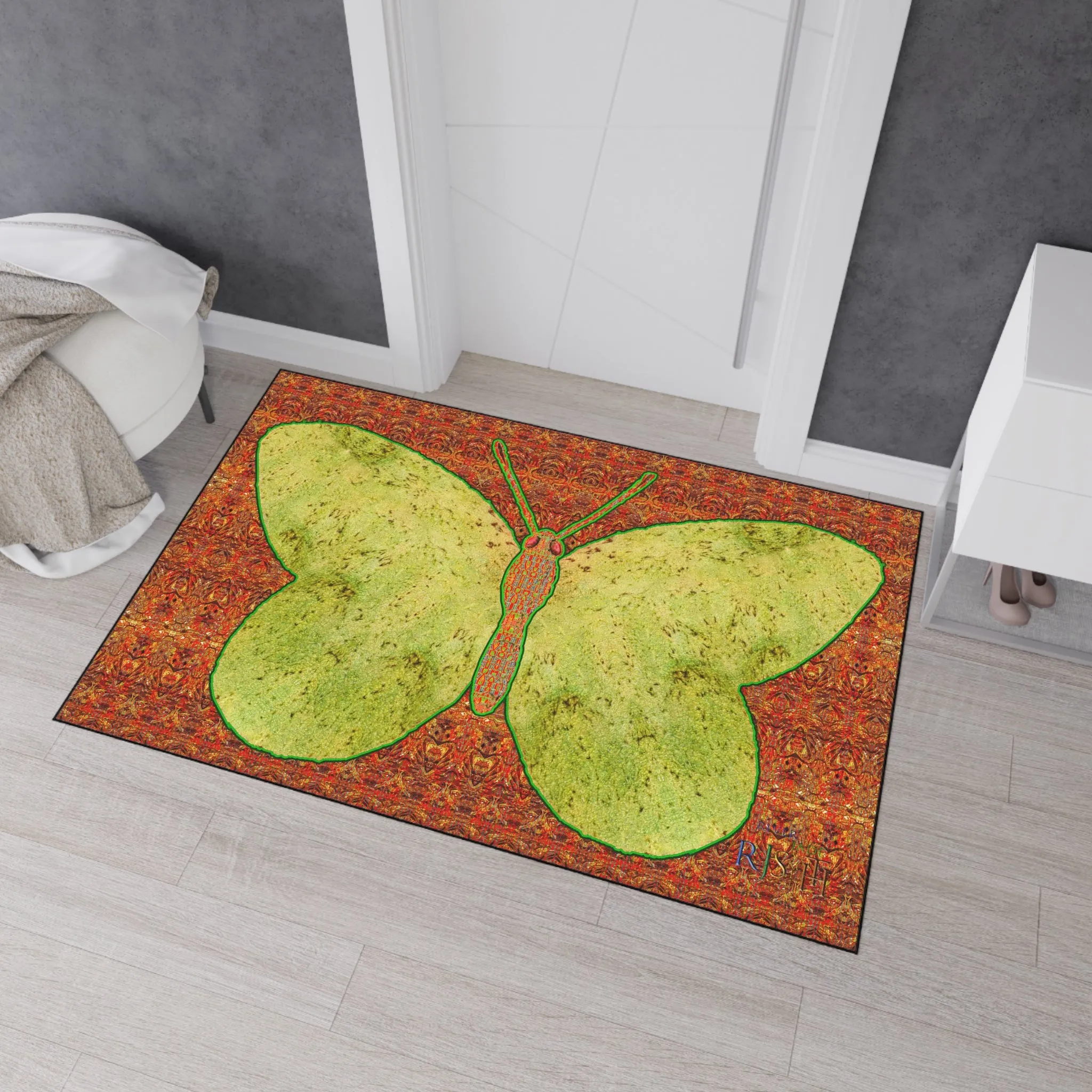 Heavy Duty Floor Mat (Butterfly Glade Denizen & Samhain Dream Thaw 15 & Orange Logo@Alchemic) RJSTH@Fabric#2_1 of 16 RJSTHw2025 RJS