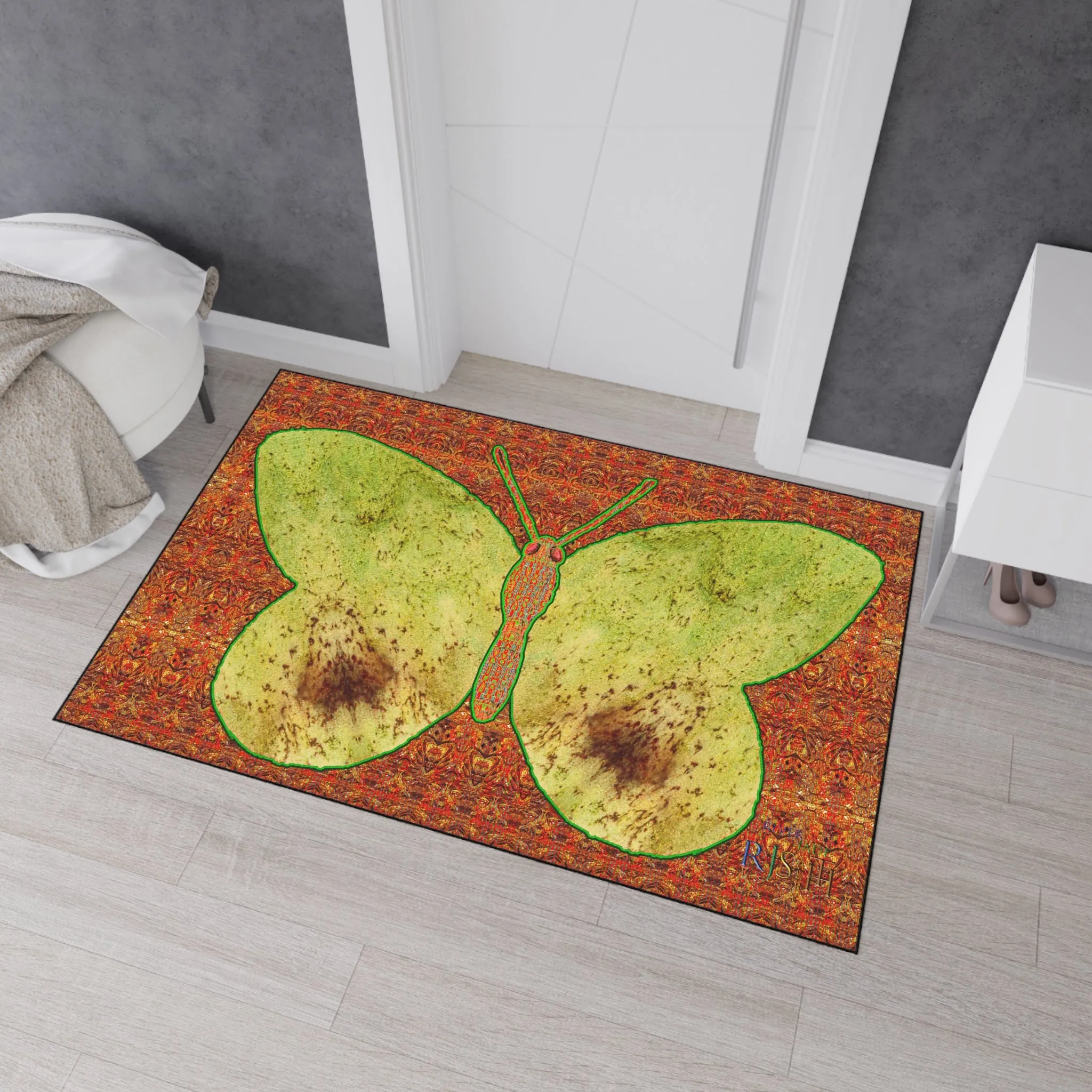 Heavy Duty Floor Mat (Butterfly Glade Denizen & Samhain Dream Thaw 15 & Orange Logo@Alchemic) RJSTH@Fabric#2_10 of 16 RJSTHw2025 RJS